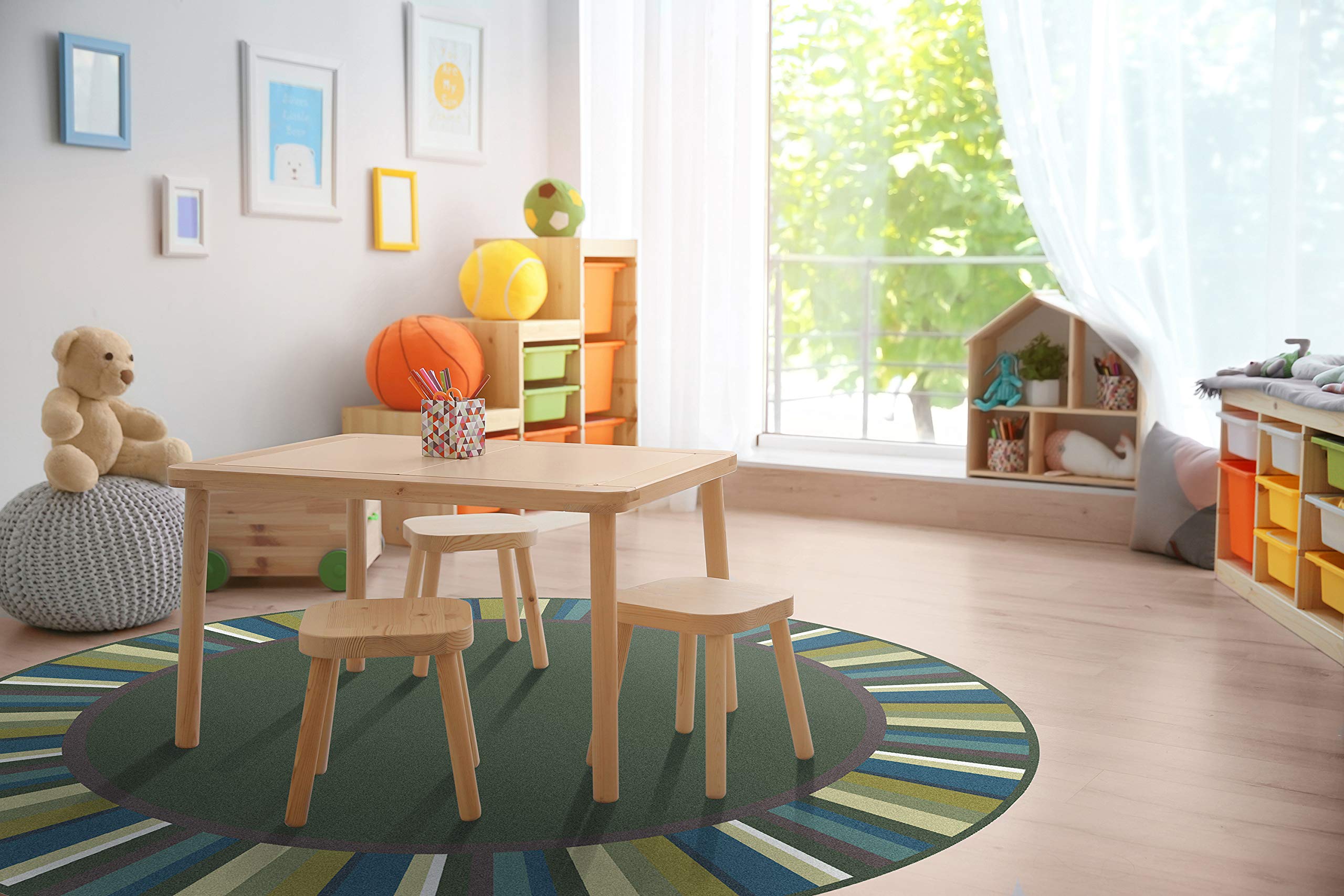 Joy Carpets Kid Essentials Clean Green Soft Round Rug 7'7