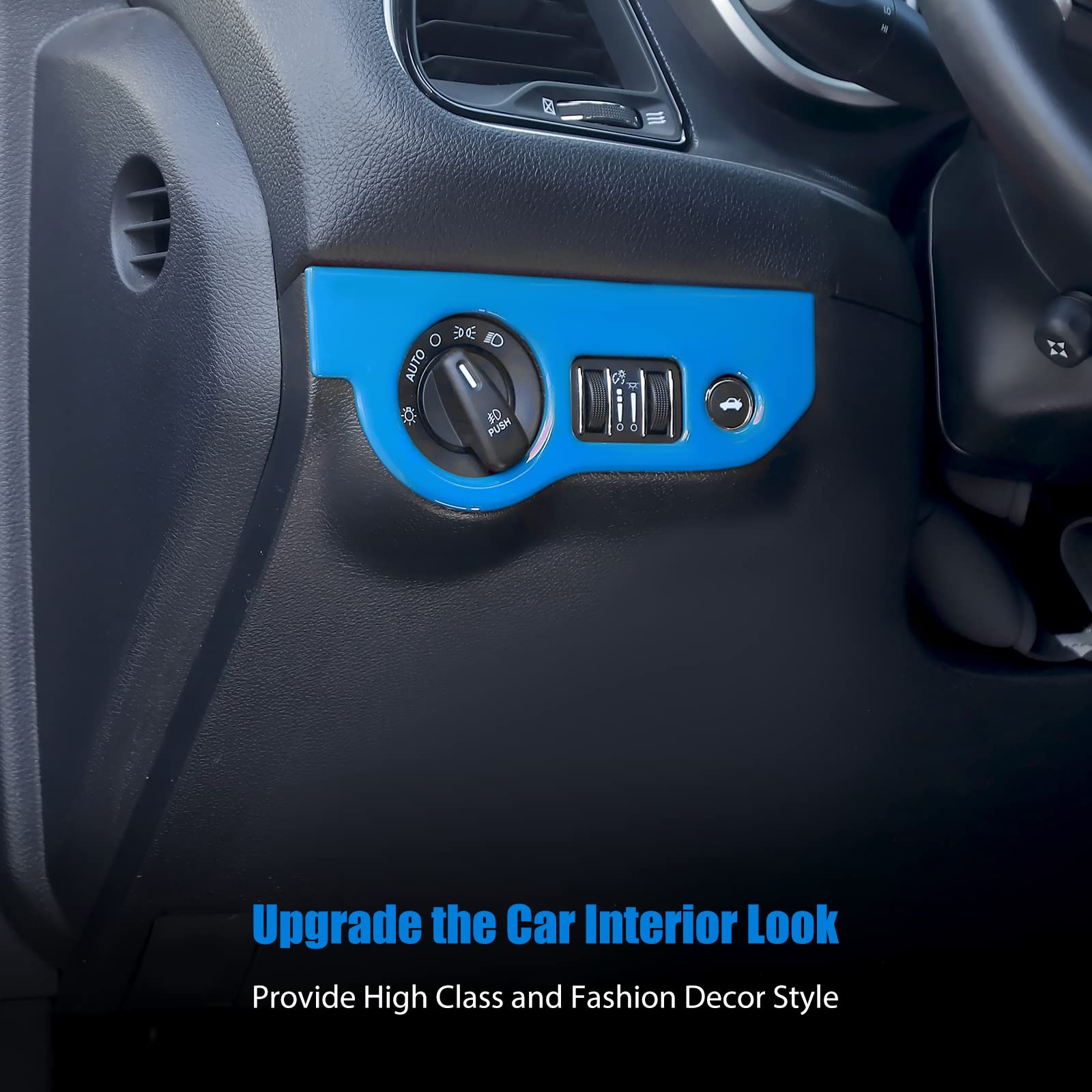 Voodonala ABS Right Blue Headlight Switch Trim for 2015-2023 Dodge Challenger & 2010-2022 Dodge Charger | Replacement Interior Accessory | Perfect for Night Driving & Car Customization