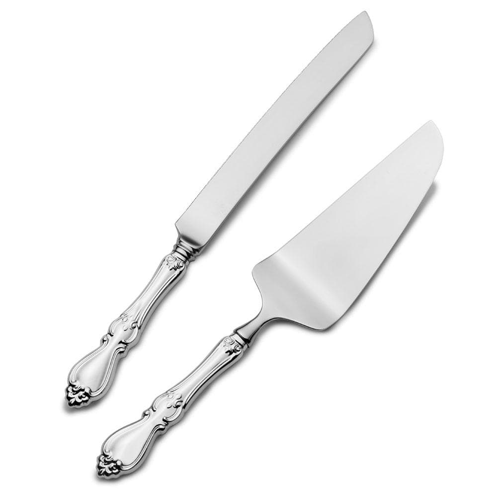Queen Elizabeth Sterling Silver Wedding Cake Knife & Server Set - Elegant Bridal Shower, Anniversary & Formal Event Cake Cutting Set