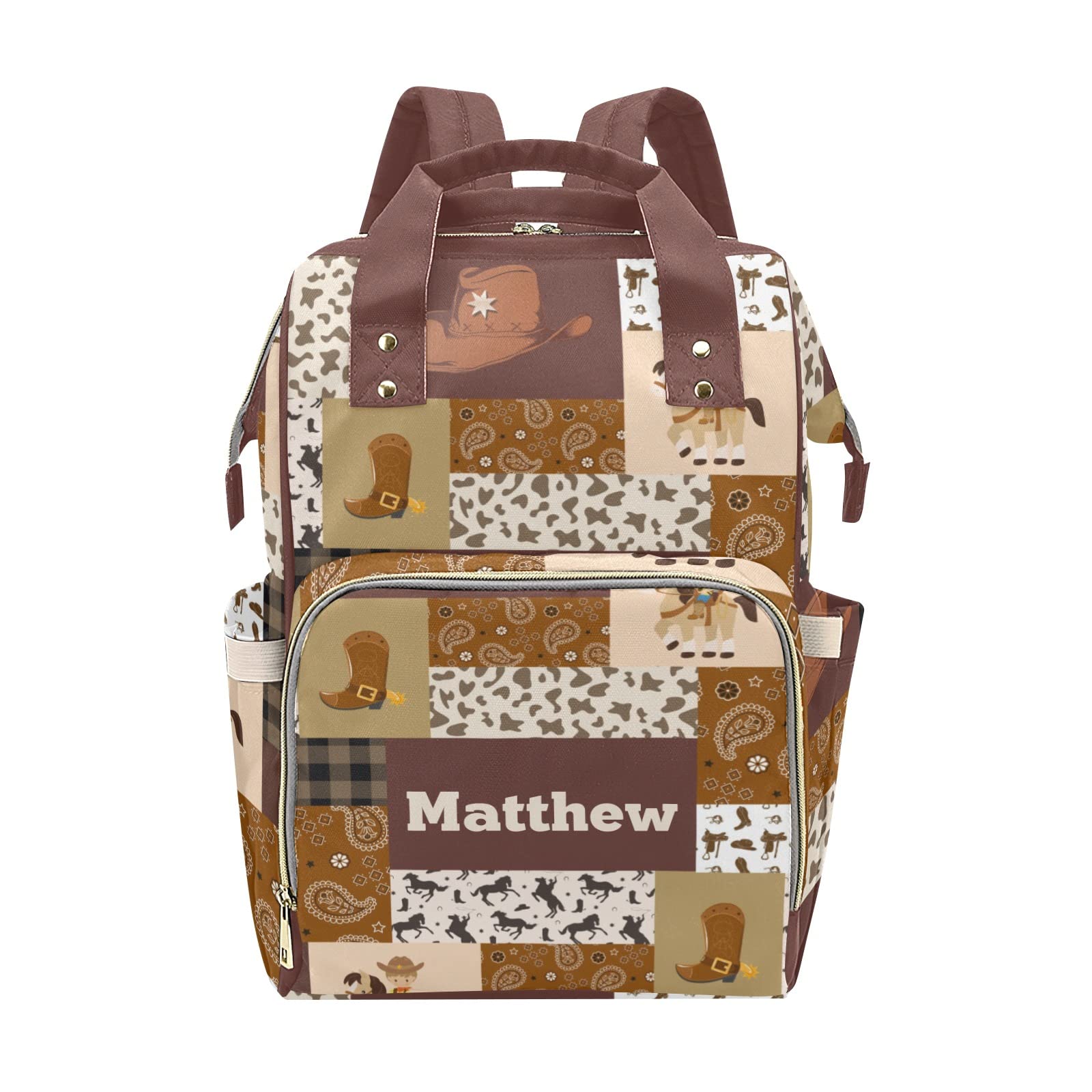 Custom Personalized Diaper Bag Backpack & Tote - Unique Cowboy Quilt Design Baby Shower Gift for New Moms - Perfect for Travel, Daycare & Family Outings