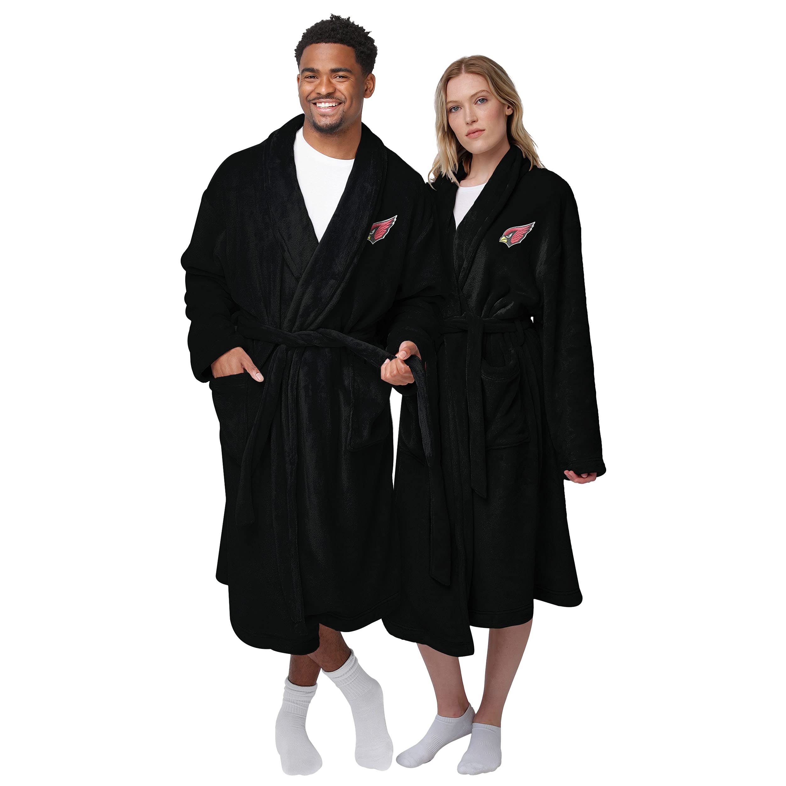 FOCO NFL Team Logo Soft Plush Robe for Men & Women - Cozy Fleece Bathrobe for Lounge, Home, Gameday & Relaxation