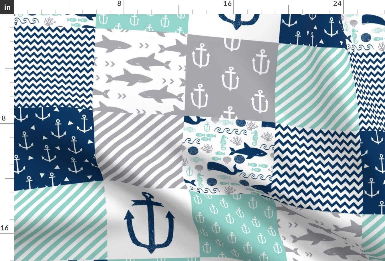 Premium Nautical Cheater Print Minky Fabric by The Yard - Soft Plush Material for Sewing Baby Blankets, Quilt Backing & DIY Home Decor Projects - Perfect for Nursery, Bedding & Crafting