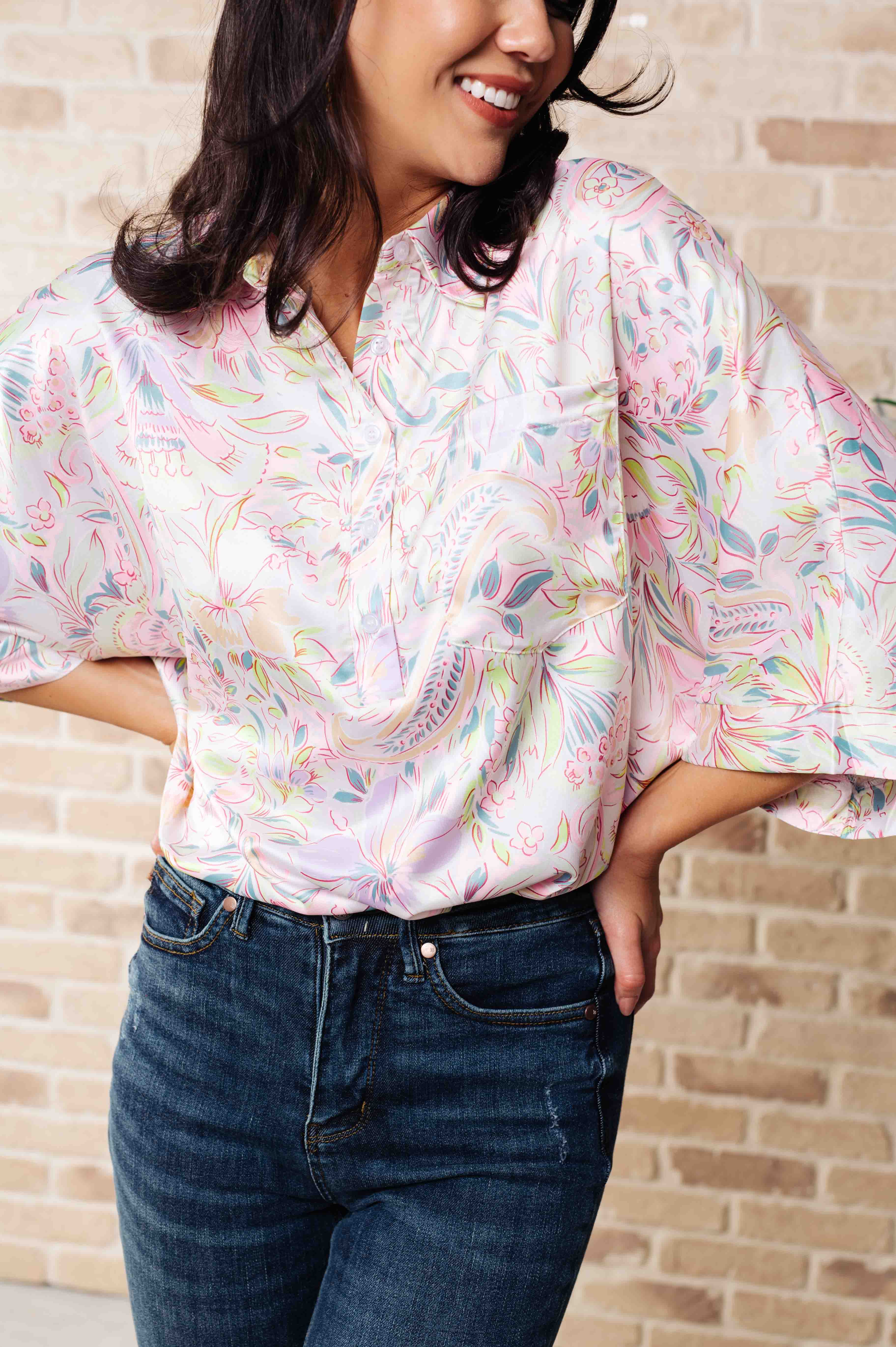 Blissful Botanicals Blouse - Women's Floral Print Boho Blouse for Casual & Summer Wear | Perfect for Beach, Vacation & Everyday Outfits