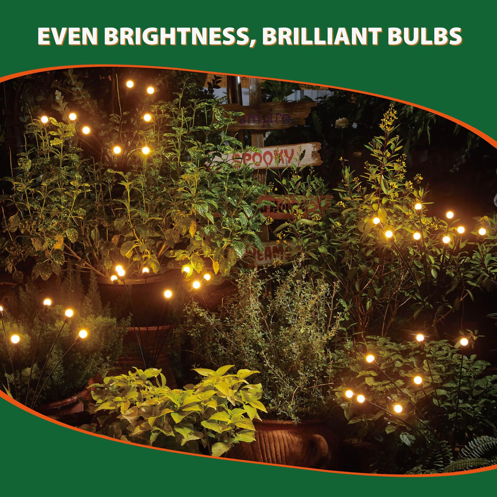 8 LED Solar Powered Firefly Lights - Outdoor Waterproof Starburst Swaying Solar Garden Lights for Pathway, Landscape & Yard Decor (4 Pack, Warm White) | Perfect for Patio, Walkway & Backyard Lighting