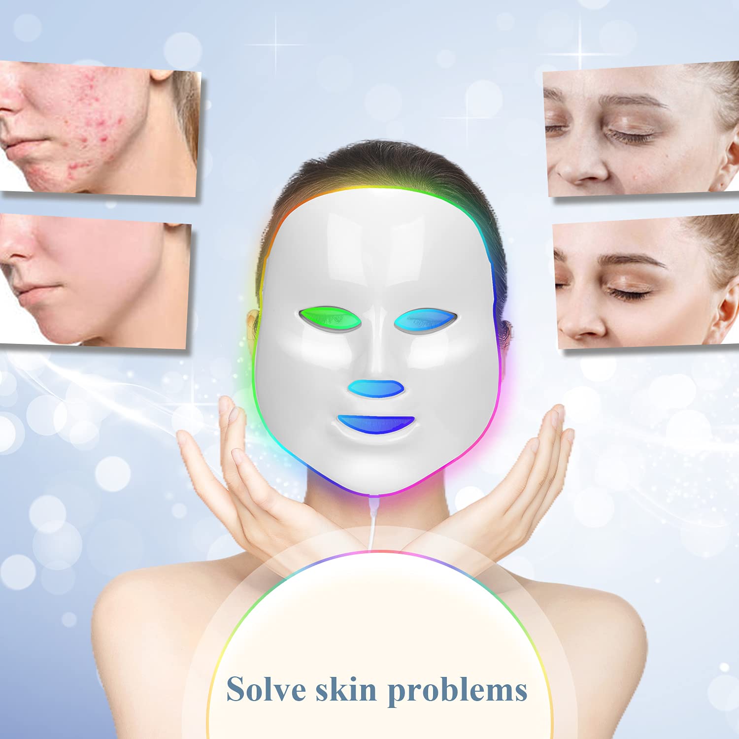 LED Photon Therapy Face Mask - 7 Color Light Therapy for Skin Rejuvenation & Anti-Aging | At-Home Facial Care Device for Acne, Wrinkles & Glowing Skin