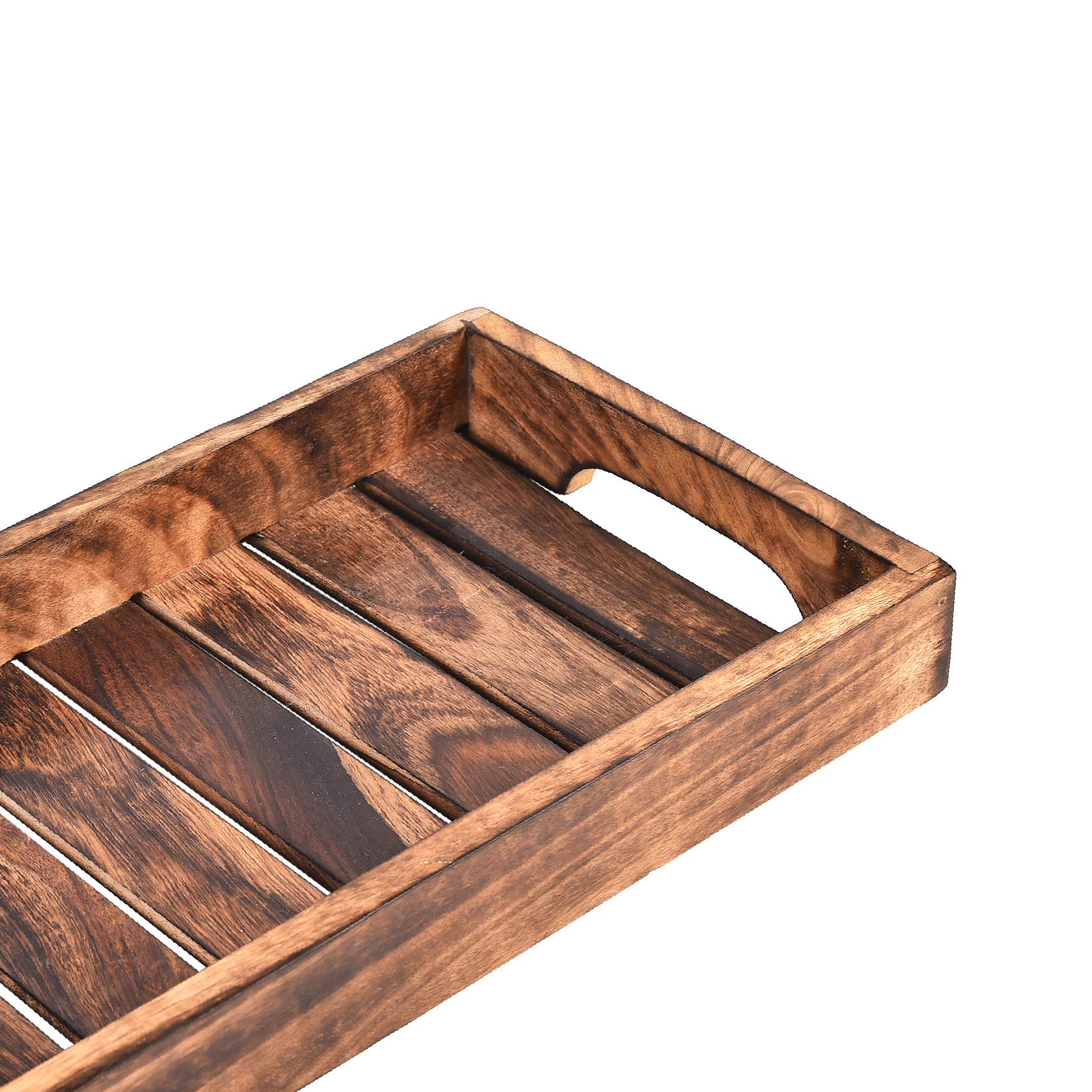 Artsio Handmade Wooden Rectangular Serving Tray - Rustic Farmhouse Decorative Ottoman Tray for Breakfast in Bed, Cheese Platter, Tea, Coffee & Cocktails | Perfect for Kitchen, Dining & Bar Use