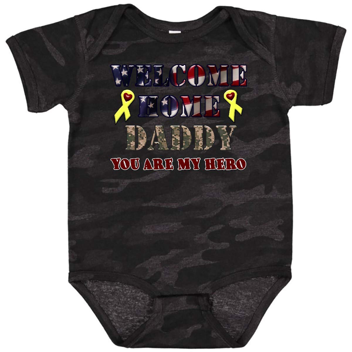 Inktastic Welcome Home Daddy Baby Bodysuit - Cute Newborn Onesie for Homecoming & Military Reunions - Perfect Gift for Dad & Baby