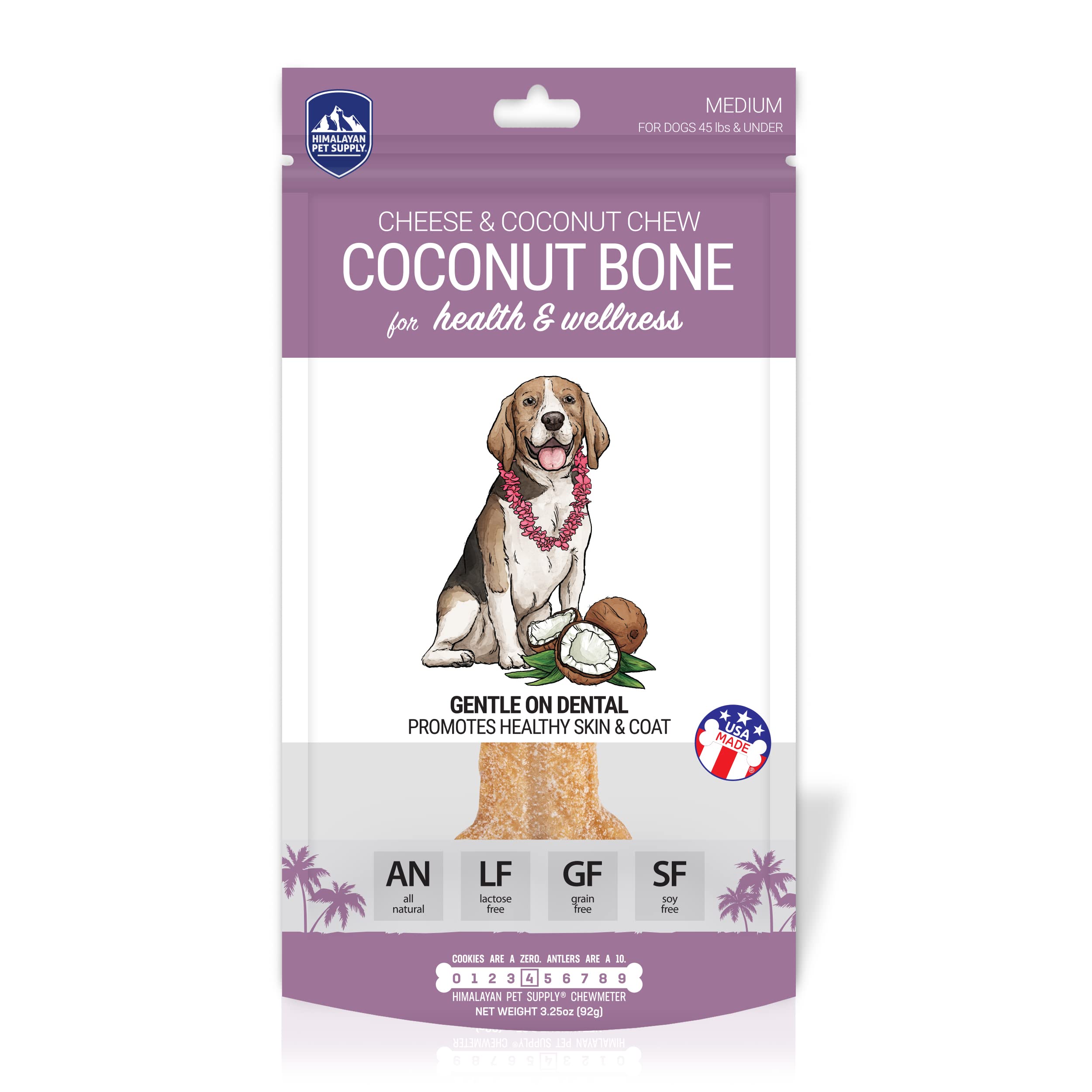 Natural Coconut & Himalayan Cheese Dog Chew - Long-Lasting, Protein-Rich, Stain-Free Dental Treat for Small Dogs Under 45 Lbs | 100% Grain-Free, Lactose-Free & Gluten-Free | Perfect for Teething, Training & Indoor Use Without Strong Odor