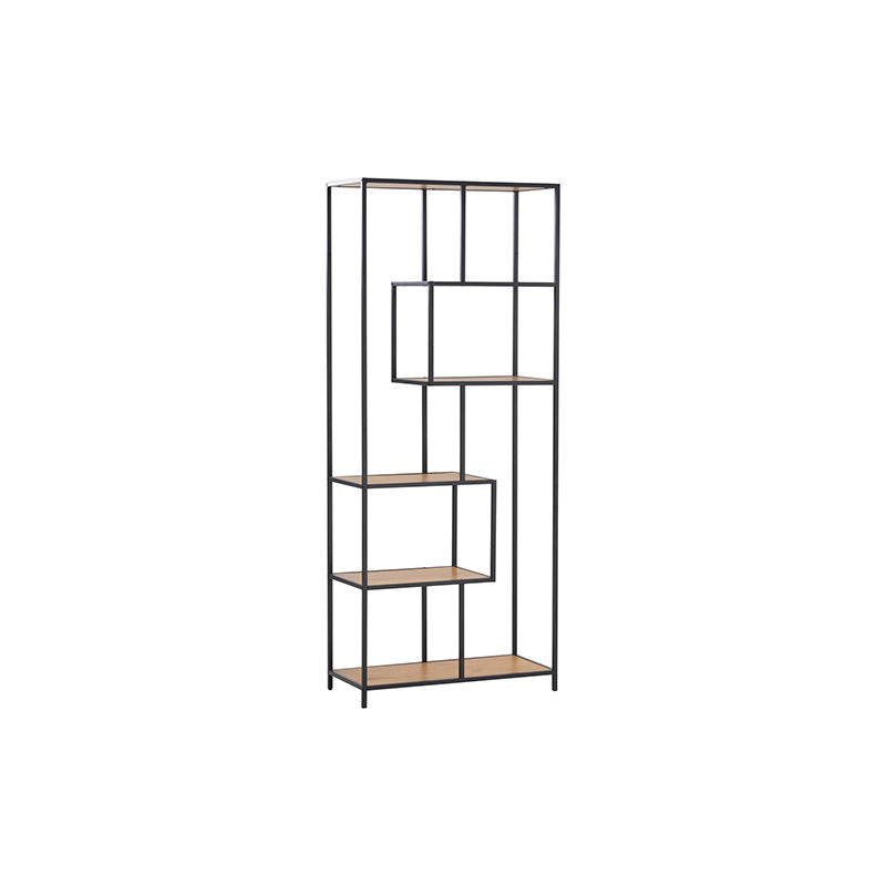 Modern RUTHIN Bookcase in Black & Natural Wood - Stylish Storage for Living Room, Bedroom, or Home Office