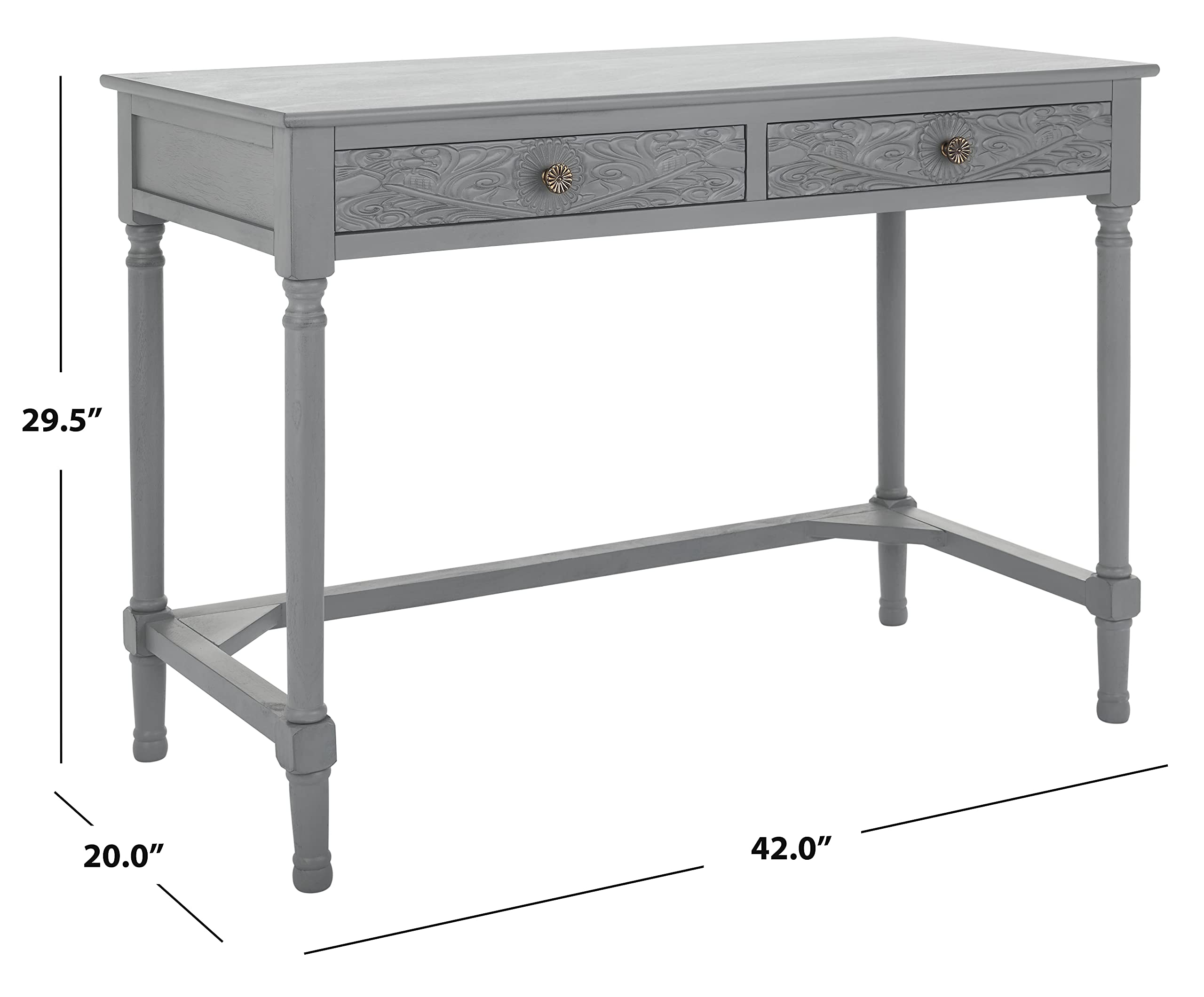 SAFAVIEH Home Collection Ryleigh Distressed Grey 2-Drawer Computer Desk - Modern Office Writing Table for Home & Workspace
