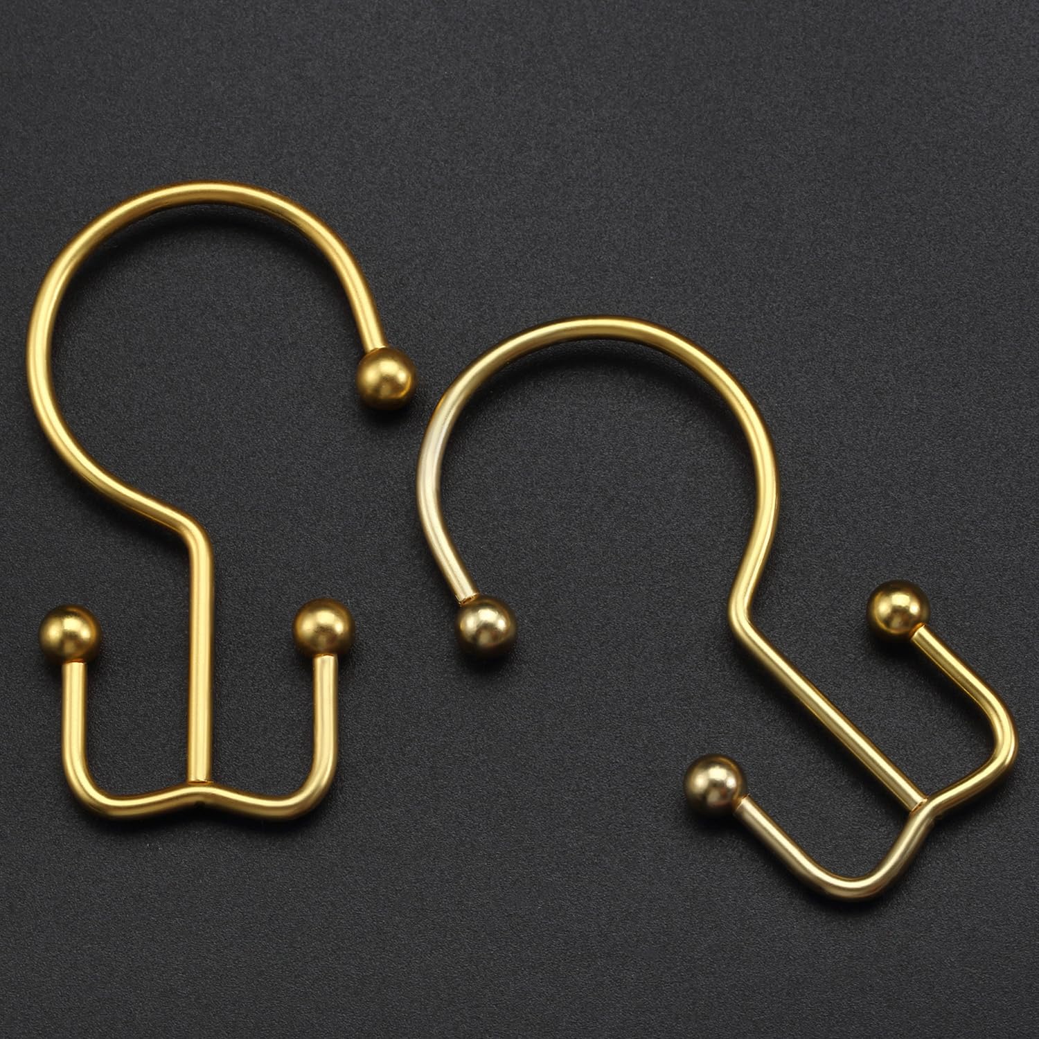 Premium Gold Shower Curtain Hooks - 12 Pack Stainless Steel Double Rings with Anti-Rust & Anti-Drop Design for Bathroom Decor - Perfect for Luxury Hotels, Spa Resorts and Modern Home Bathrooms