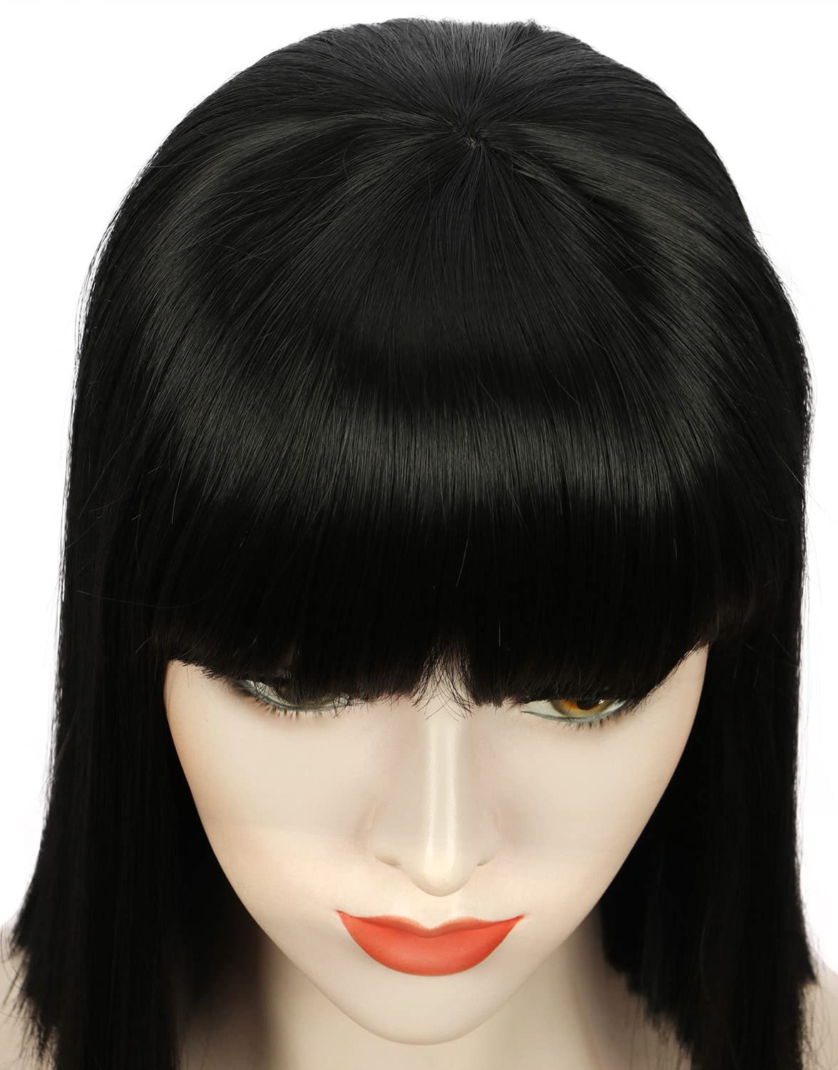Karlery Straight Short Hair Bob Wig with Flat Bangs - Synthetic Wig for Women, Natural Look Like Real Hair (Black) - Perfect for Cosplay, Halloween, Daily Wear & Fashion Styling