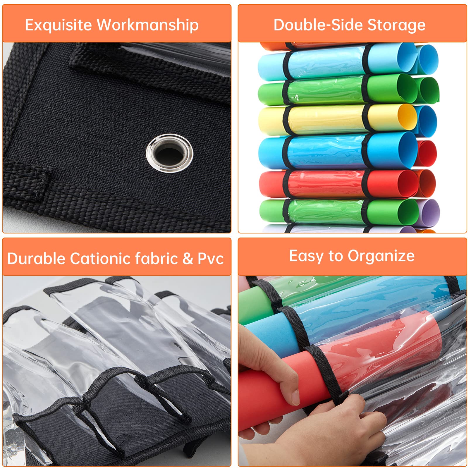 Vinyl Roll Holder & Storage Organizer - 48 Compartments Wall Mount/Over Door Hanging Rack for Craft Vinyl & Gift Wrap - Perfect for Home Craft Room Organization & DIY Projects