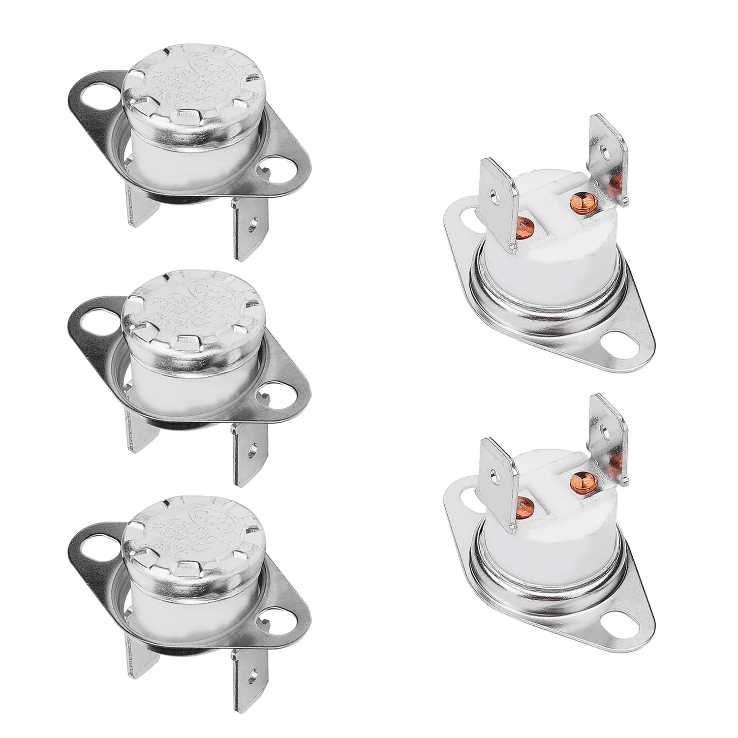 Fielect 5Pcs KSD301 Thermostat 130°C/266°F NC Snap Disc Limit Control Thermal Switch for Microwave Oven, Refrigerator, Water Heater & HVAC - Silver Tone