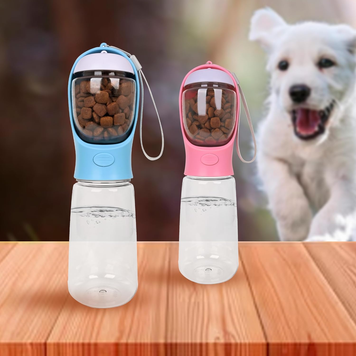 Brelvik 2-in-1 Leakproof Dog Water Bottle with Food Container - Perfect for Walking, Hiking & Travel