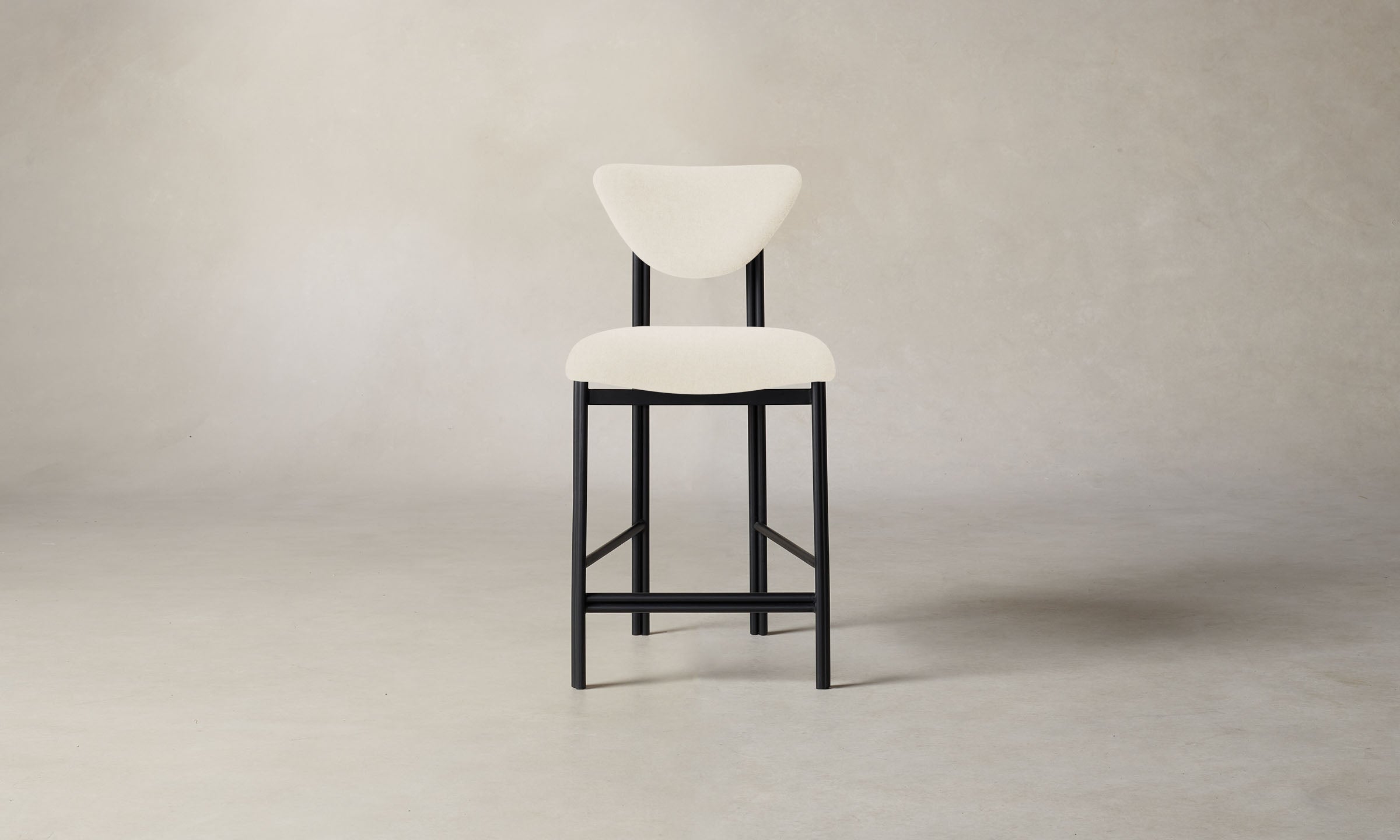Italian Brushed Wool Vanilla Cooper Counter Stool - Modern Kitchen Island Bar Stool for Dining & Entertaining