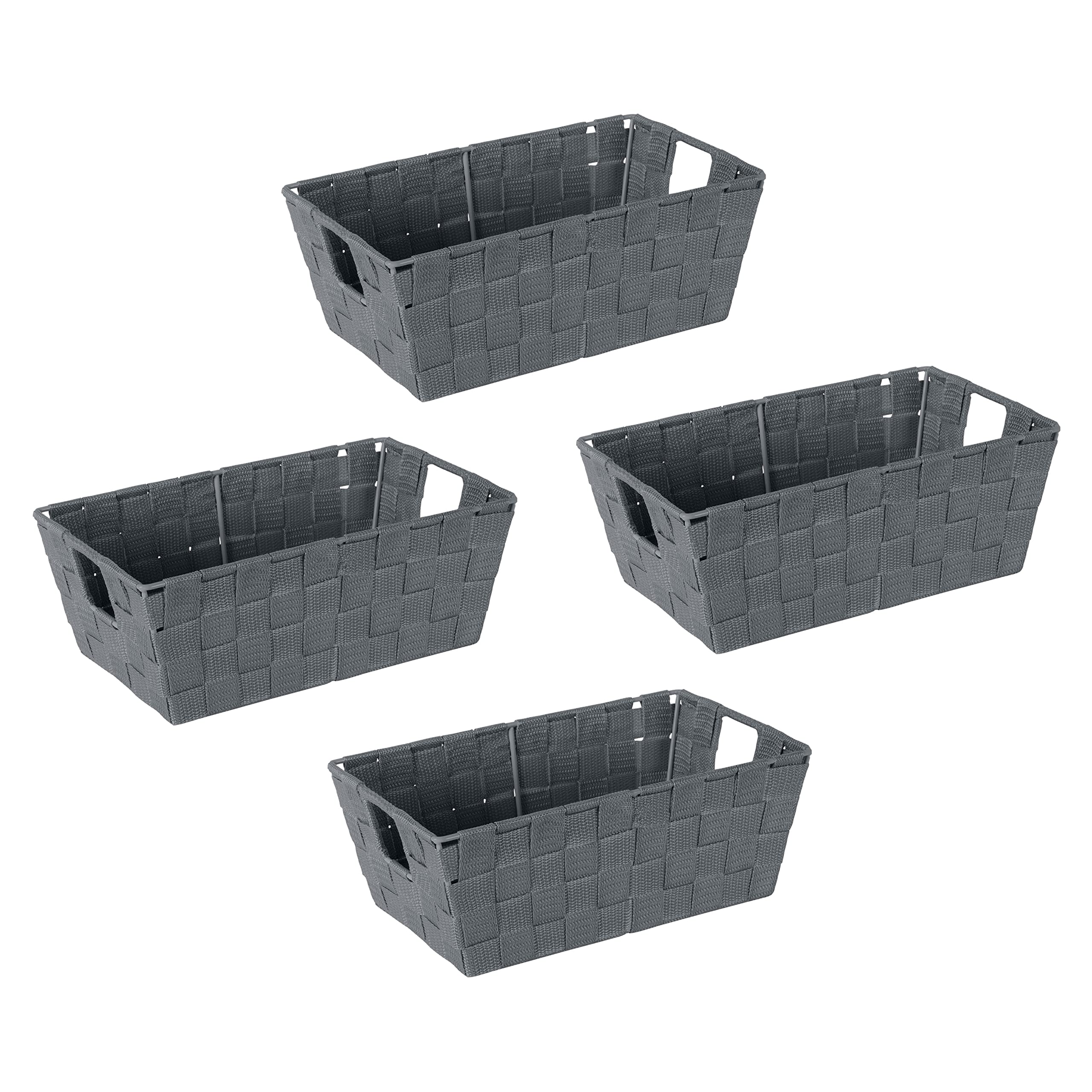 Stylish Woven Storage Baskets with Handles - 4-Pack Gray Decorative Organizer Bins for Bedroom, Closet, Nursery & Bathroom - Perfect for Toys, Accessories & Gift Storage