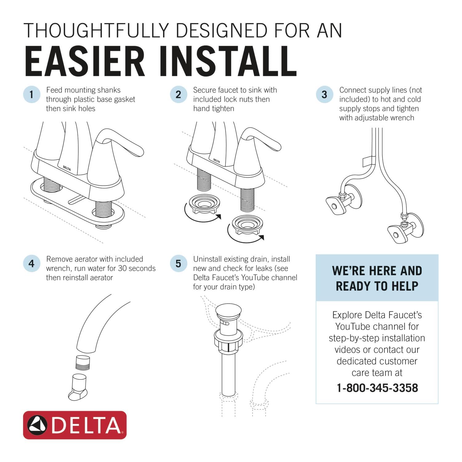 Delta Nicoli Centerset Bathroom Faucet - 2-Handle Champagne Bronze Bathroom Sink Faucet with 3-Hole Installation (Model 25749LF-CZ) for Modern Bathroom Renovation & Home Upgrade