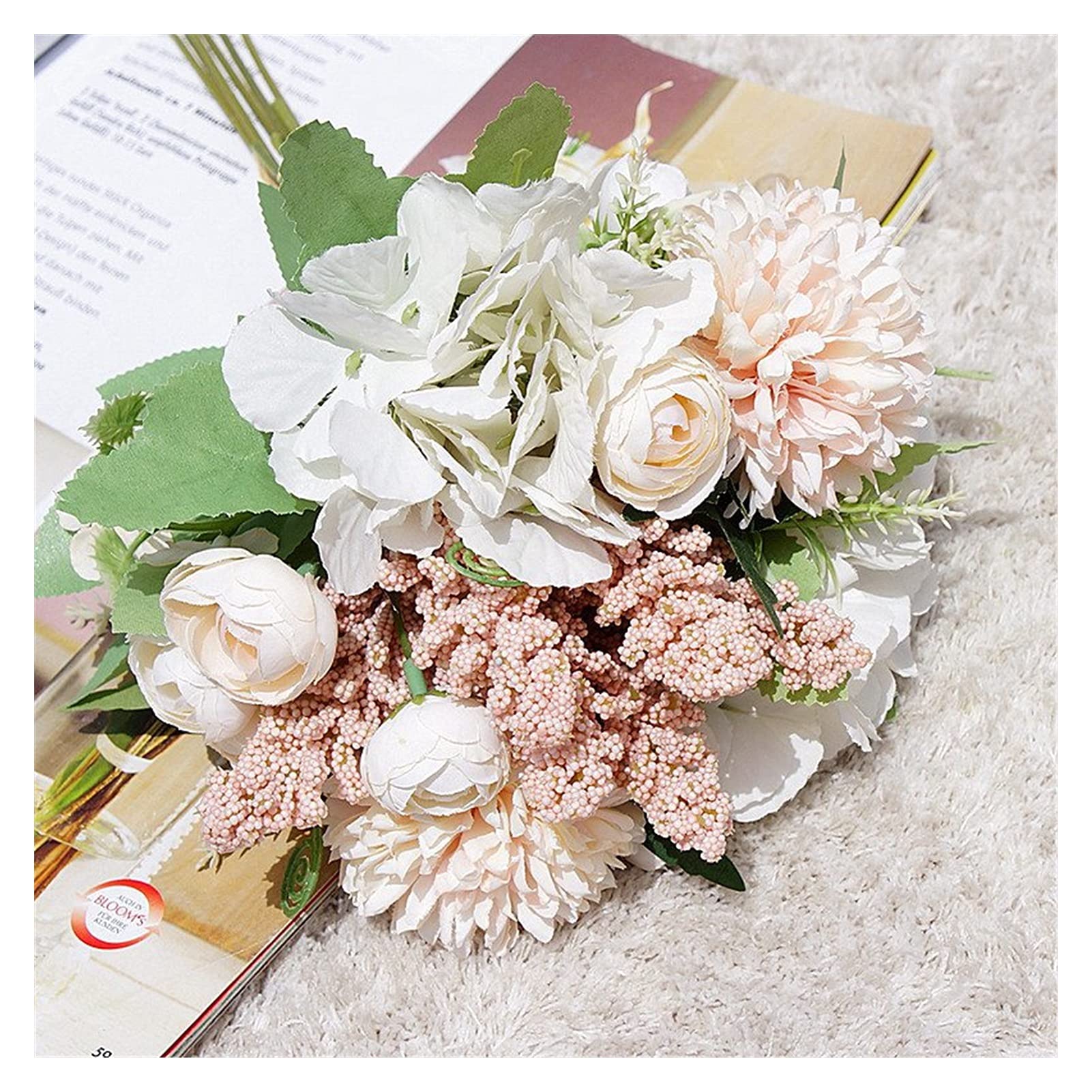 Artificial Wedding Bouquet Set - Bridal & Bridesmaid Flowers - Home Decor Vase Compatible - Scrapbook Floral Arrangement - Perfect for Weddings, Home Decor & DIY Crafts (Color: 3)