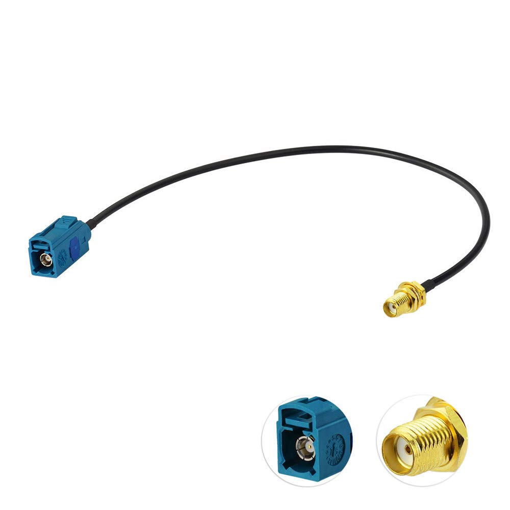 Bingfu Fakra Z Female to SMA Female Car Antenna Adapter Cable - 30cm (12 inch) for GPS Navigation, FM/AM Radio, Sirius XM Satellite, 4G LTE & Bluetooth - Compatible with Android Head Units & Vehicle Stereo Systems - Perfect for Car Audio Upgrades & Signal Boosting