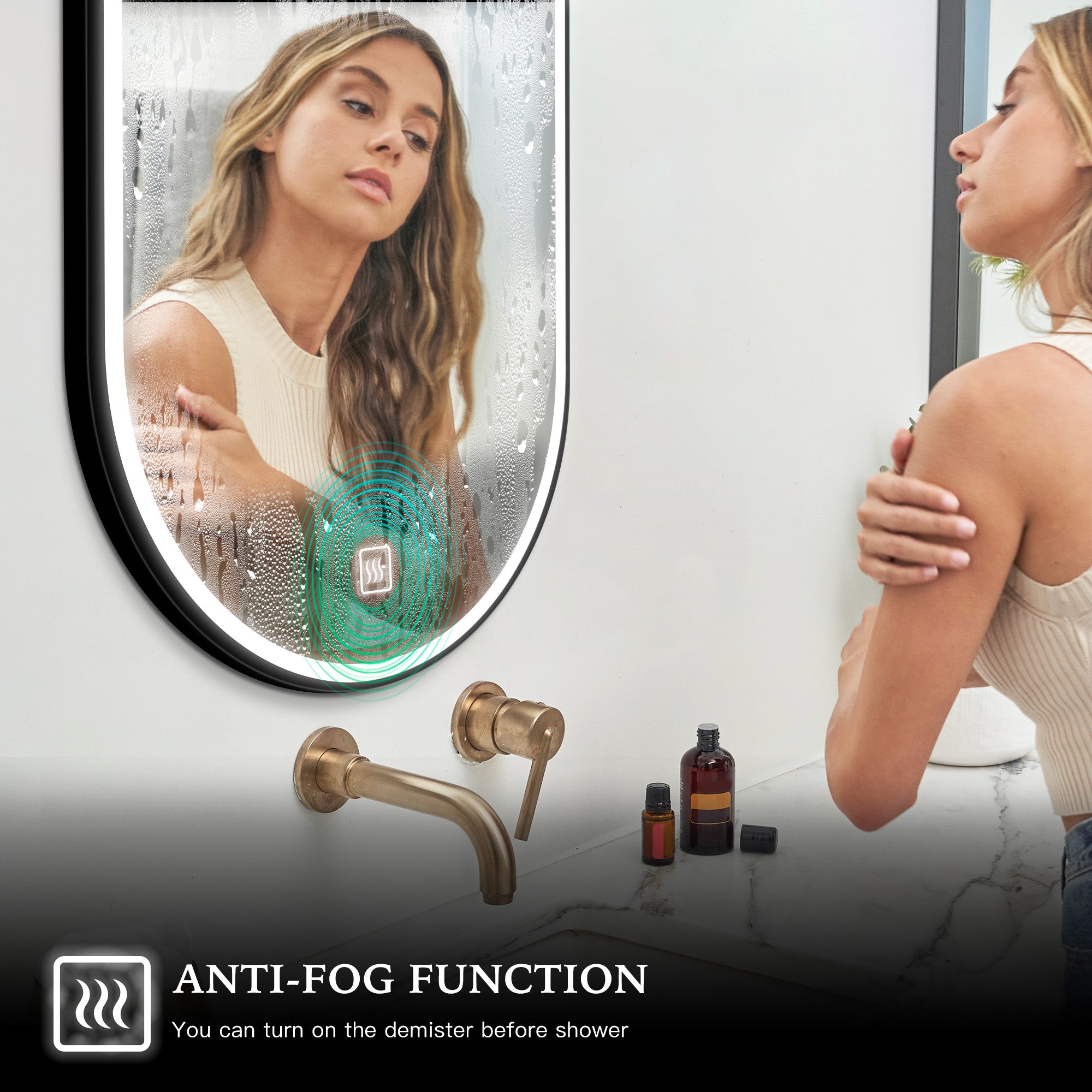 Custom Oval LED Mirror with Frame - Modern Vanity Mirror for Bathroom, Bedroom & Dressing Room | Energy-Efficient Lighting for Makeup & Grooming
