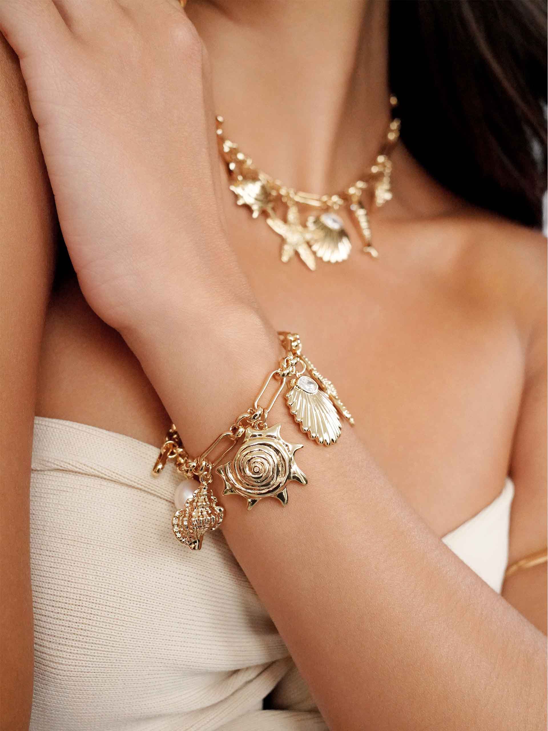 Oceanic Dreams Charm Bracelet - Handmade Sea Glass & Shell Beaded Jewelry for Women | Perfect for Beach Vacations, Summer Outfits & Boho Fashion Accessories