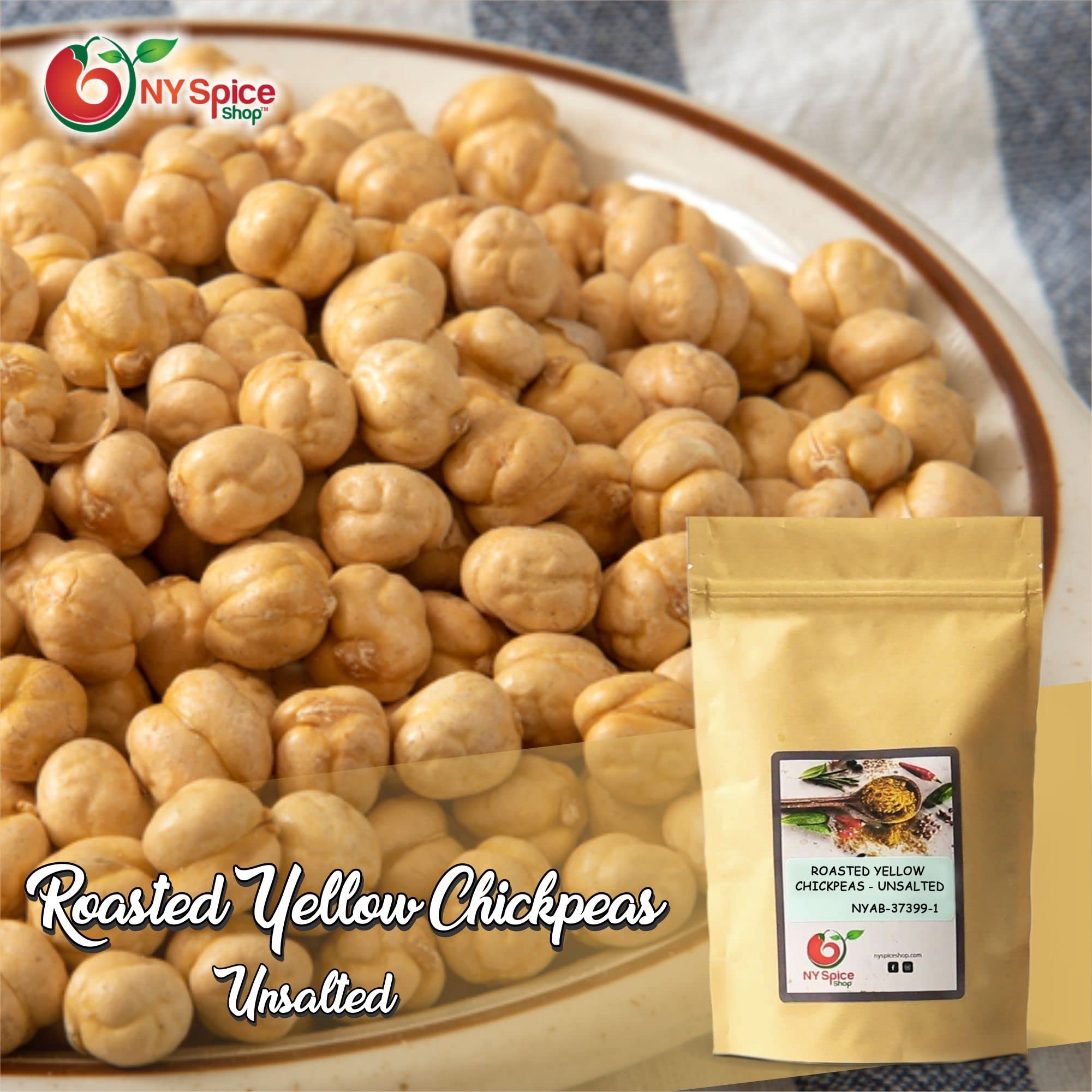 NY Spice Shop Roasted Unsalted Chickpeas - 5lb Bulk Dried Crispy Crunchy Chickpeas | Healthy Vegan Snack for Salads, Trail Mix & Protein Boost