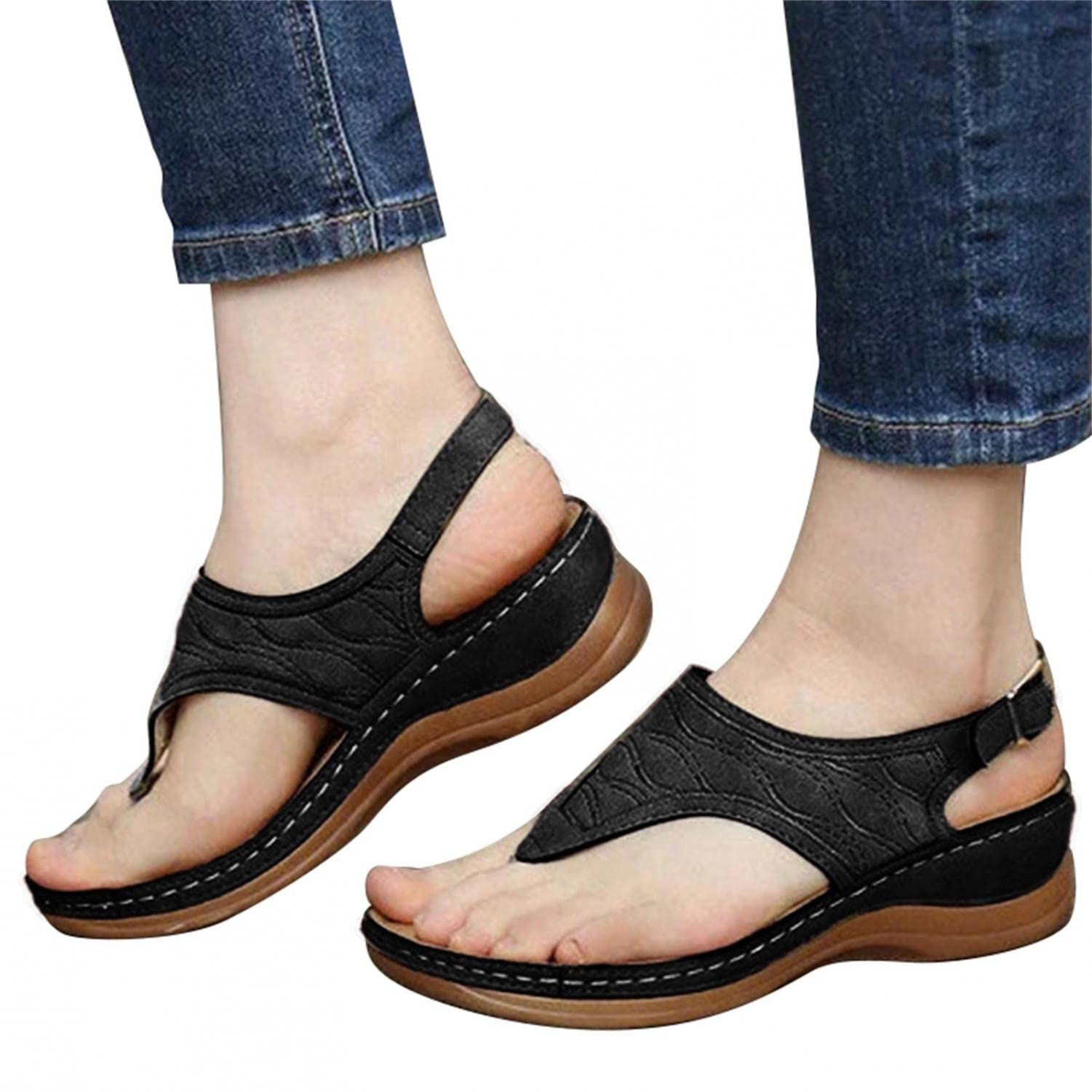 Aayomet Women's Dressy Summer Sandals - Comfortable Flat & Wedge Sandals with Clip Toe for Casual, Travel & Beach Wear | Perfect for Vacation, Outing & Daily Use