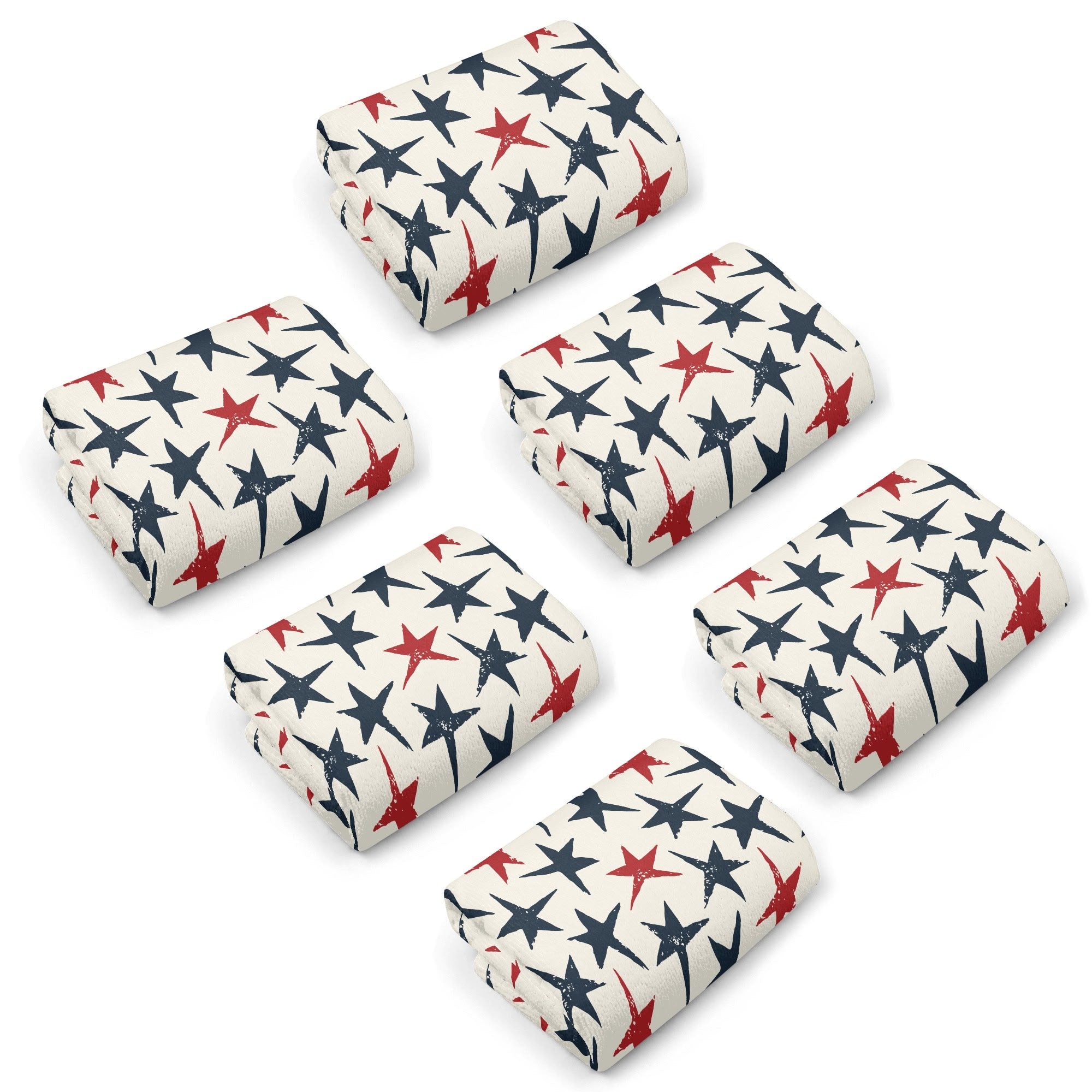 Grunge Stars Hand Towels 6-Piece Set - Soft & Absorbent Kitchen & Bathroom Towels for Home, Gym, and Travel