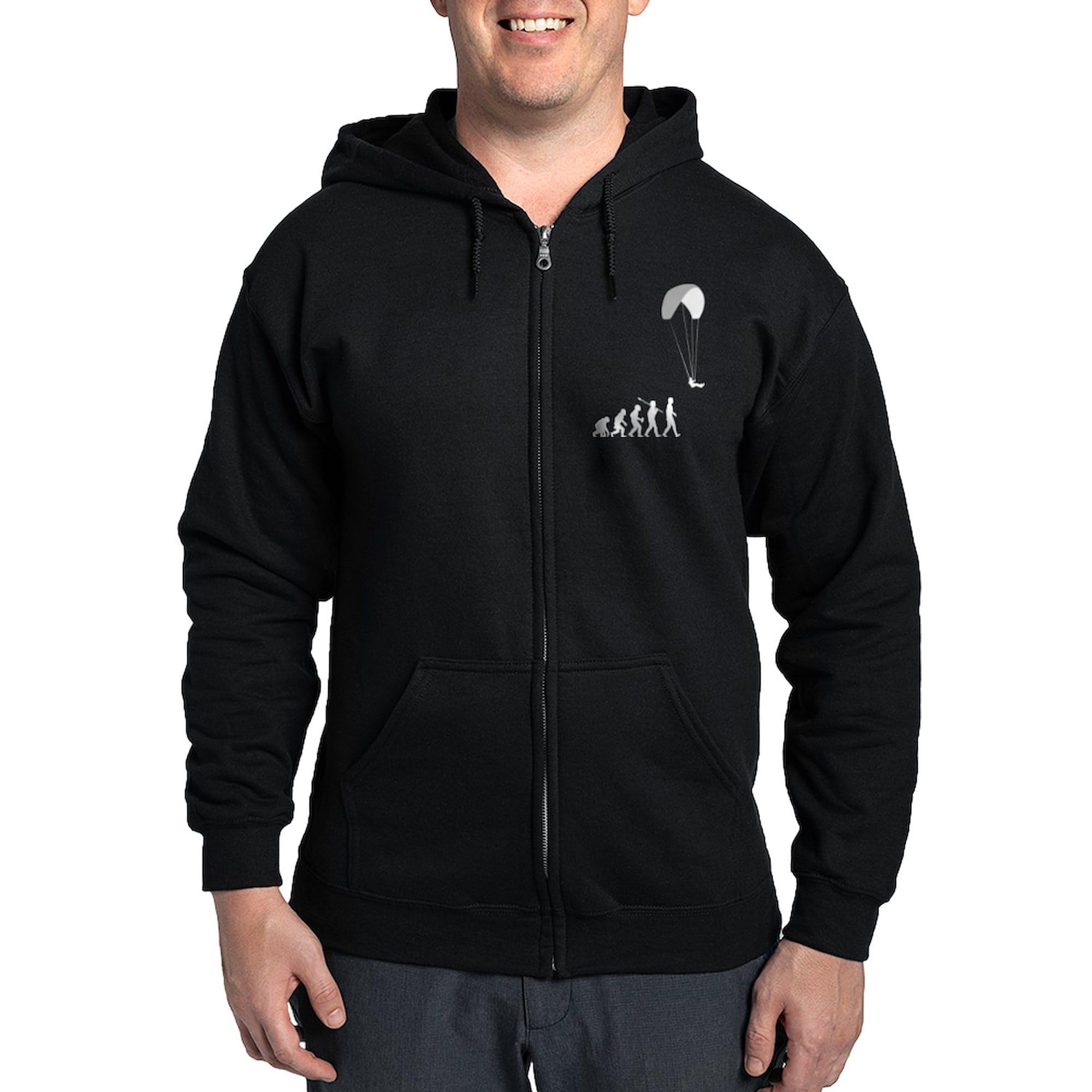 Men's Dark Zip-Up Hooded Sweatshirt - Paragliding Themed Pullover Jacket for Outdoor Adventures & Casual Wear | CafePress