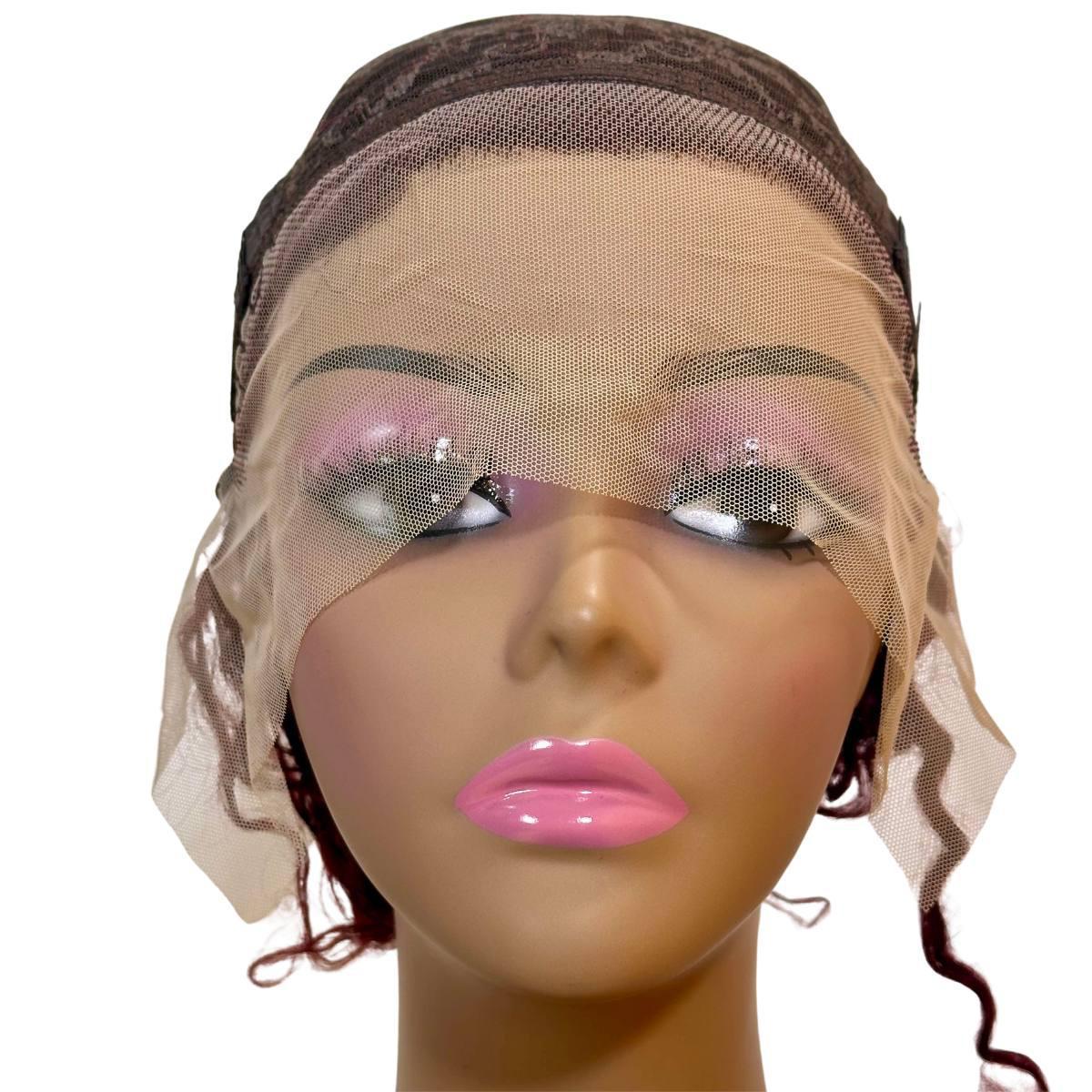 Burgundy Ombre Curly 13x1 Transparent Lace Front Human Hair Pixie Wig - 100% Real Hair for Daily Wear & Cosplay