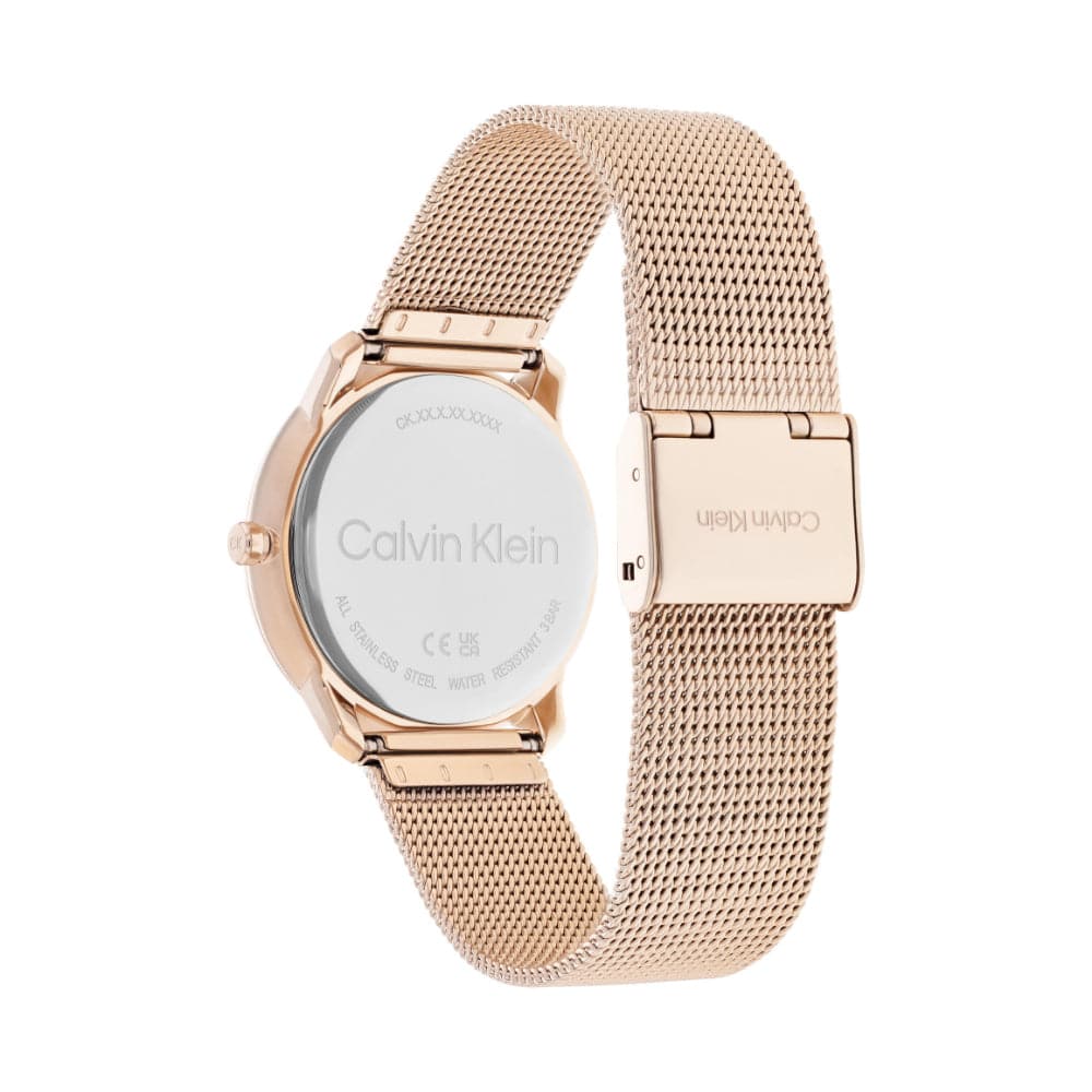 Calvin Klein Women's Watch with White Dial & Rose Gold Stainless Steel Strap - Model 25200158 | Elegant Fashion Accessory for Work, Parties & Everyday Wear