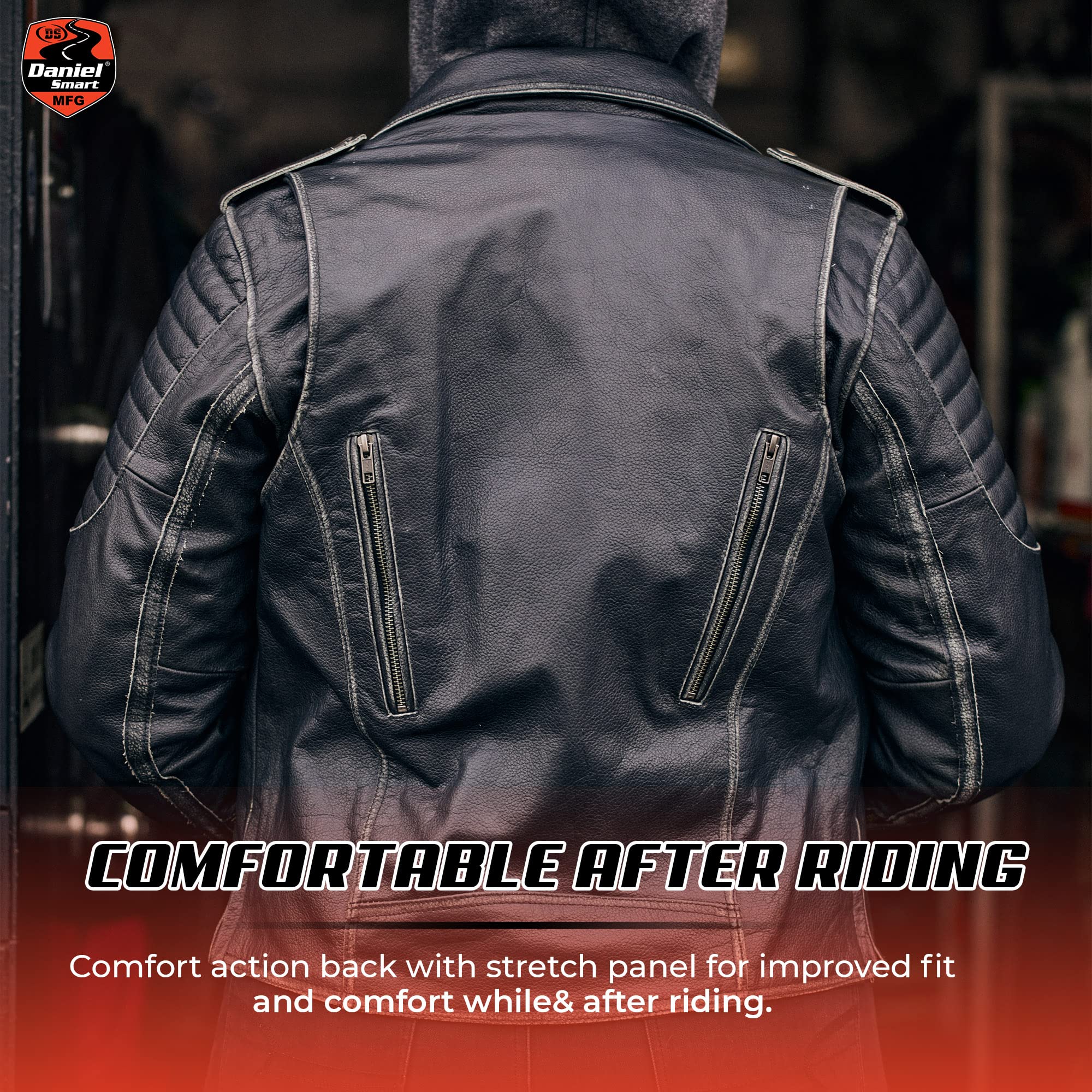 Premium Black Lambskin Leather Motorcycle Jacket for Women - Daniel Smart Biker Jacket with Removable Hood & Armor Pockets | Riding, Street Fashion, Outdoor Adventures