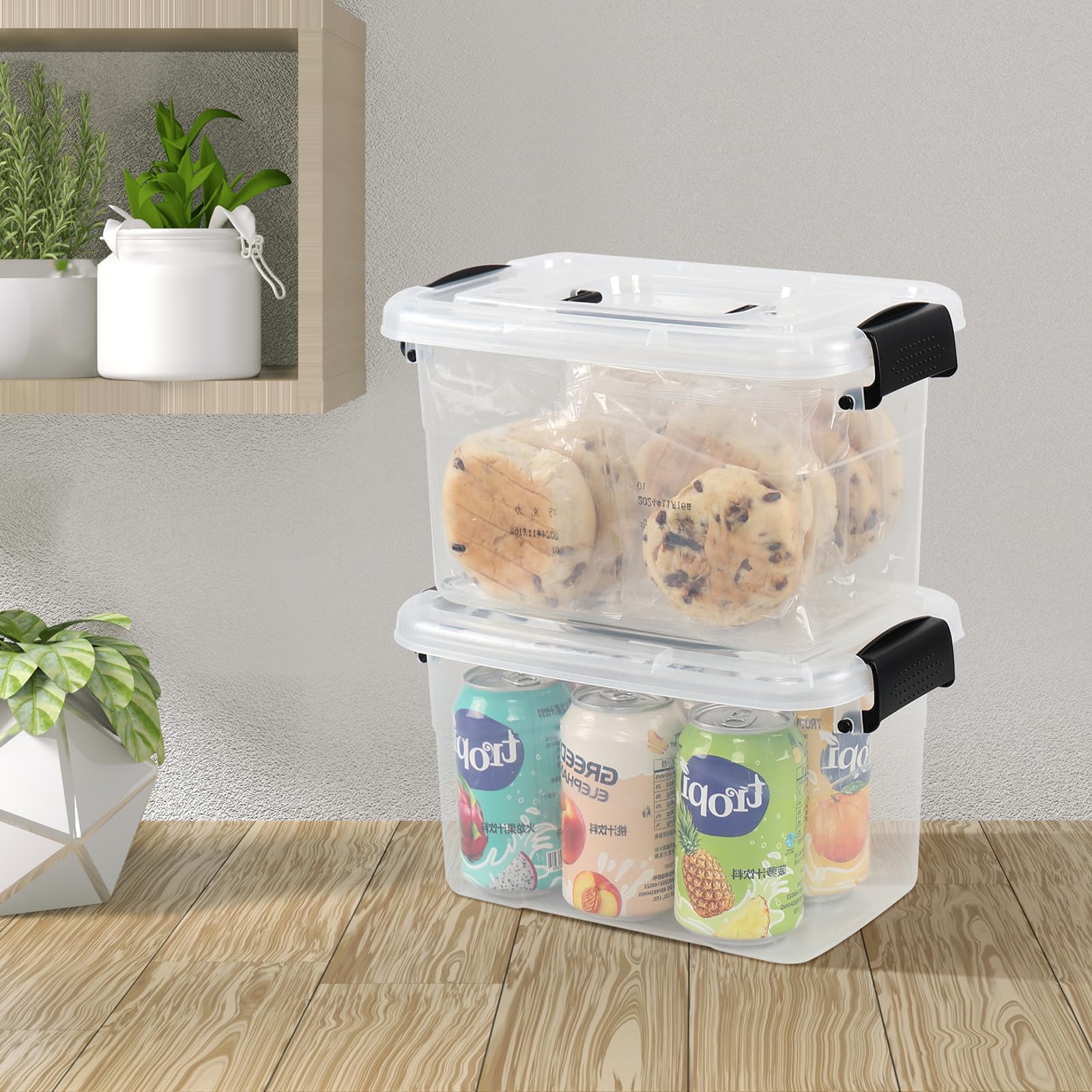 6-Pack 5 Quart Clear Plastic Storage Bins with Latching Lids & Handles - Small Organizer Containers for Home, Office, Closet & Toy Storage