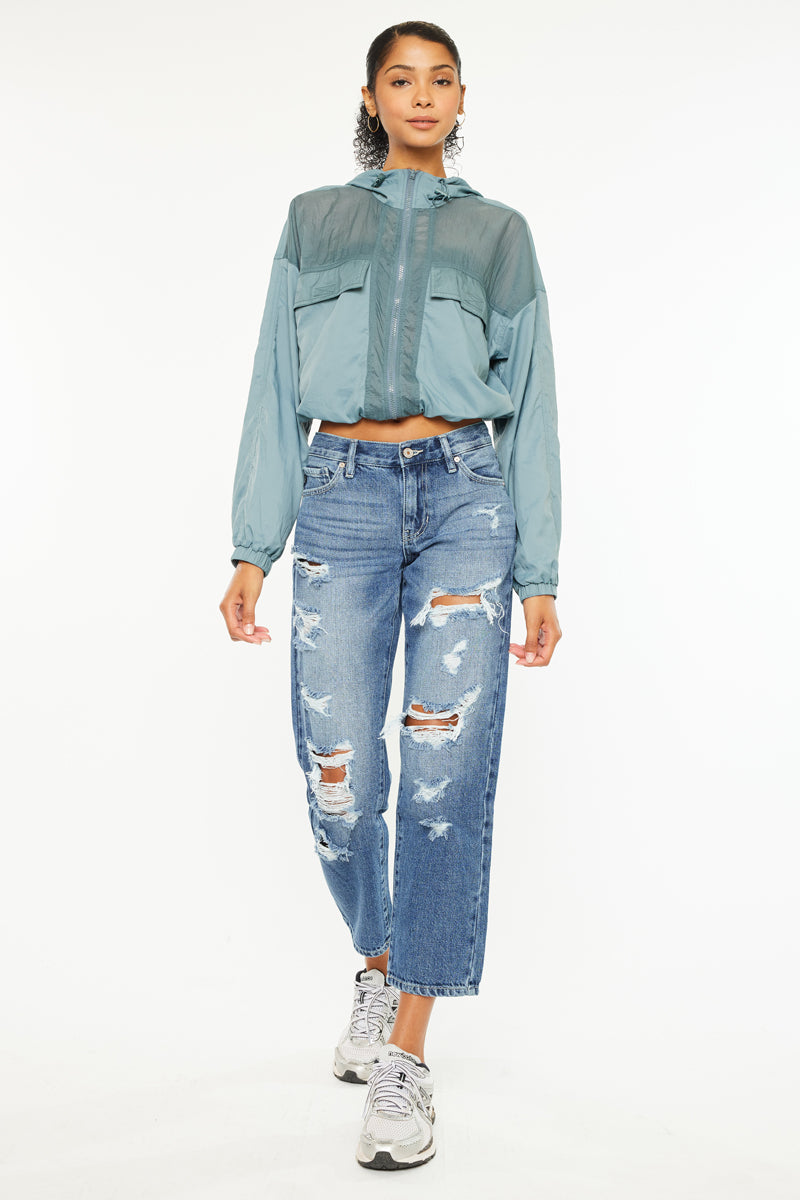 Effy Women's Mid Rise Boyfriend Jeans - Comfortable Stretch Denim Pants for Casual Wear & Everyday Outfits