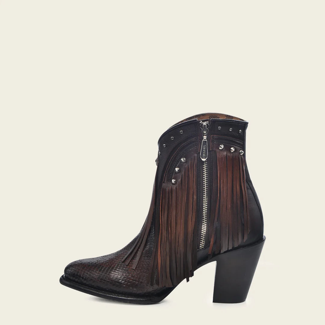 Women's Cuadra Chocolate Western Cowgirl Python Leather Ankle Boots - Stylish Cowboy Boots for Country Dancing, Rodeo & Western Fashion