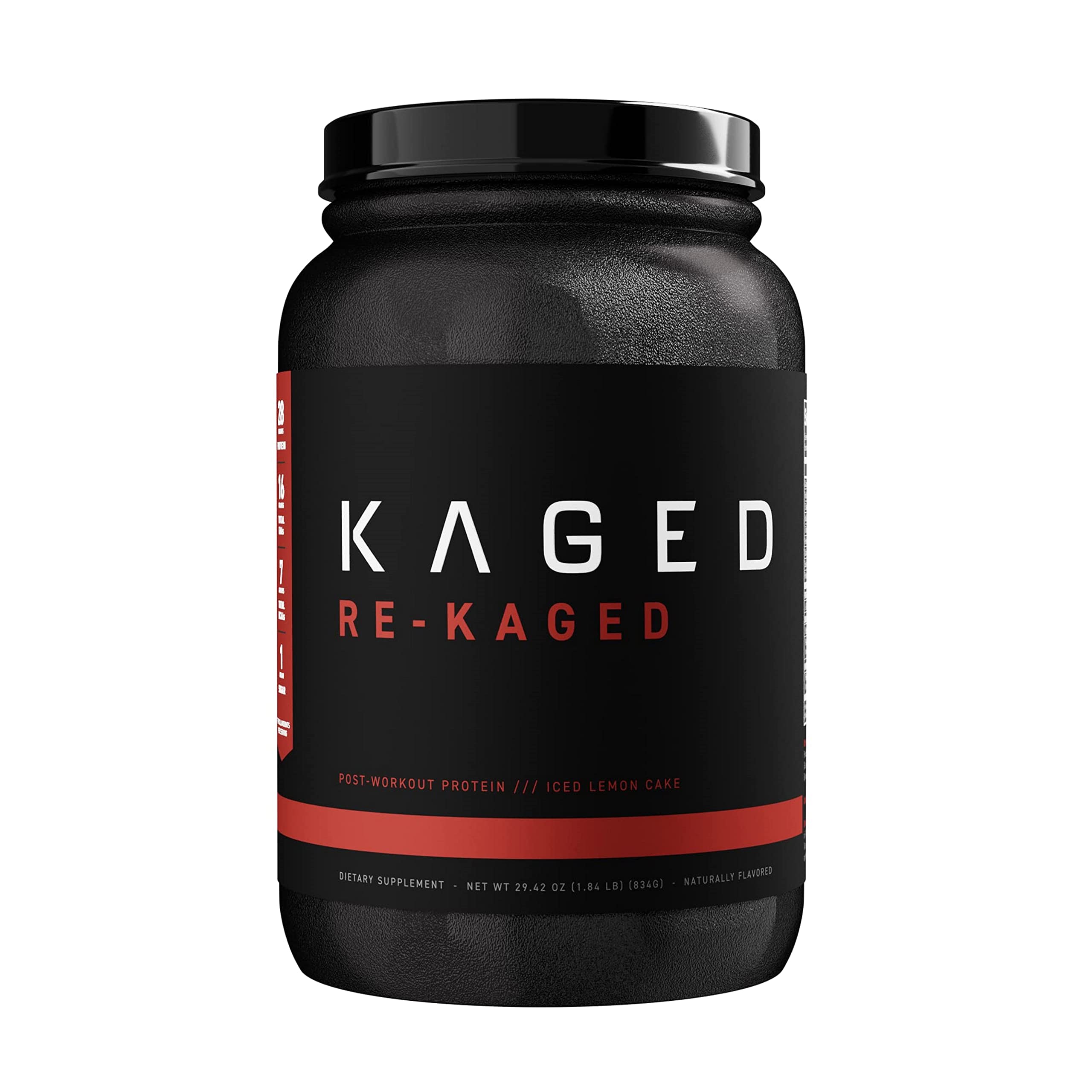 RE-KAGED Whey Protein Powder for Post Workout Recovery - Fast Absorbing Whey Protein Isolate with BCAAs & EAAs, Delicious Iced Lemon Cake Flavor - Perfect for Gym Recovery, Muscle Building & Fitness Enthusiasts