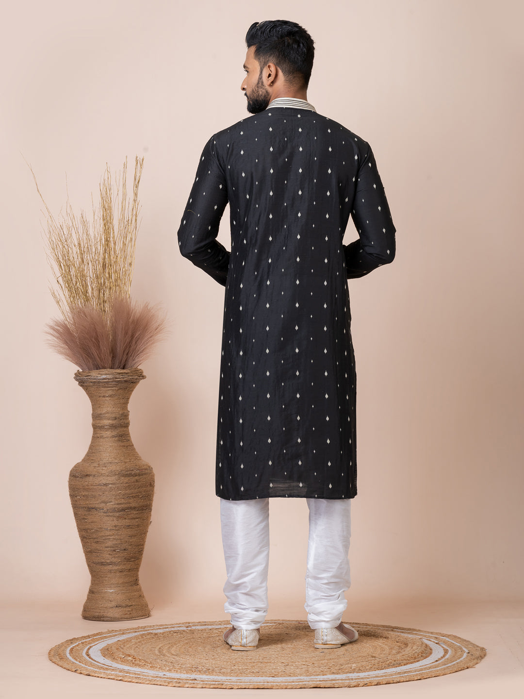 Stylish Black Designer Ready-Made Kurta Pajama Set with Intricate Embroidery - Perfect for Festivals, Weddings & Cultural Events