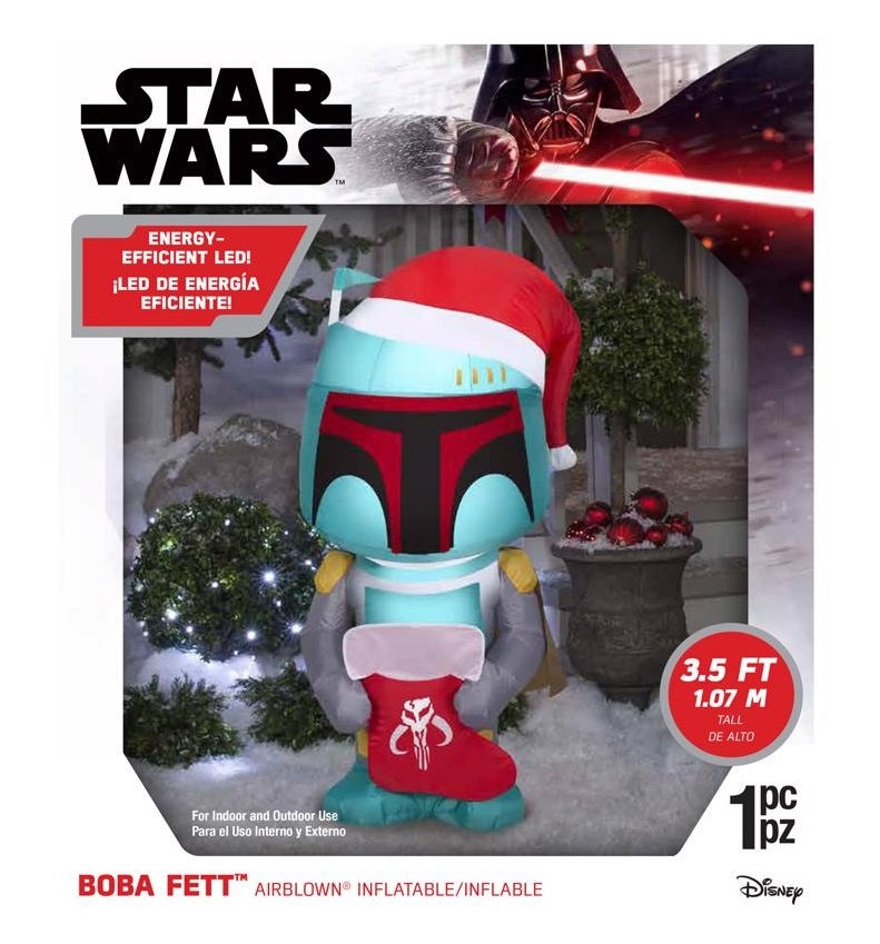 4' Airblown® Boba Fett Inflatable Christmas Decoration - Star Wars Holiday Yard Decor for Outdoor Xmas Party & Home Festive Display