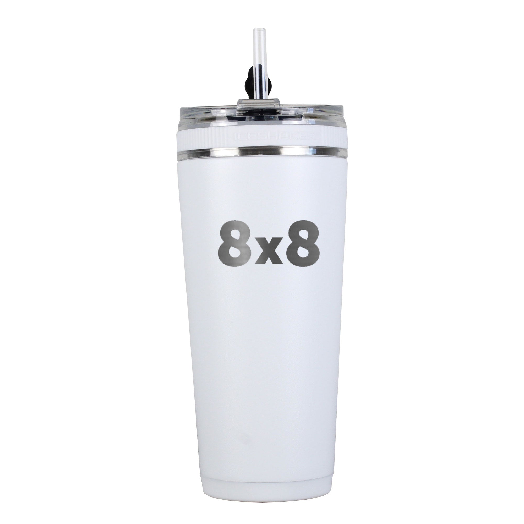 Custom 8x8 26oz Flexible Water Bottle - White | Leakproof & Durable for Gym, Hiking & Outdoor Activities