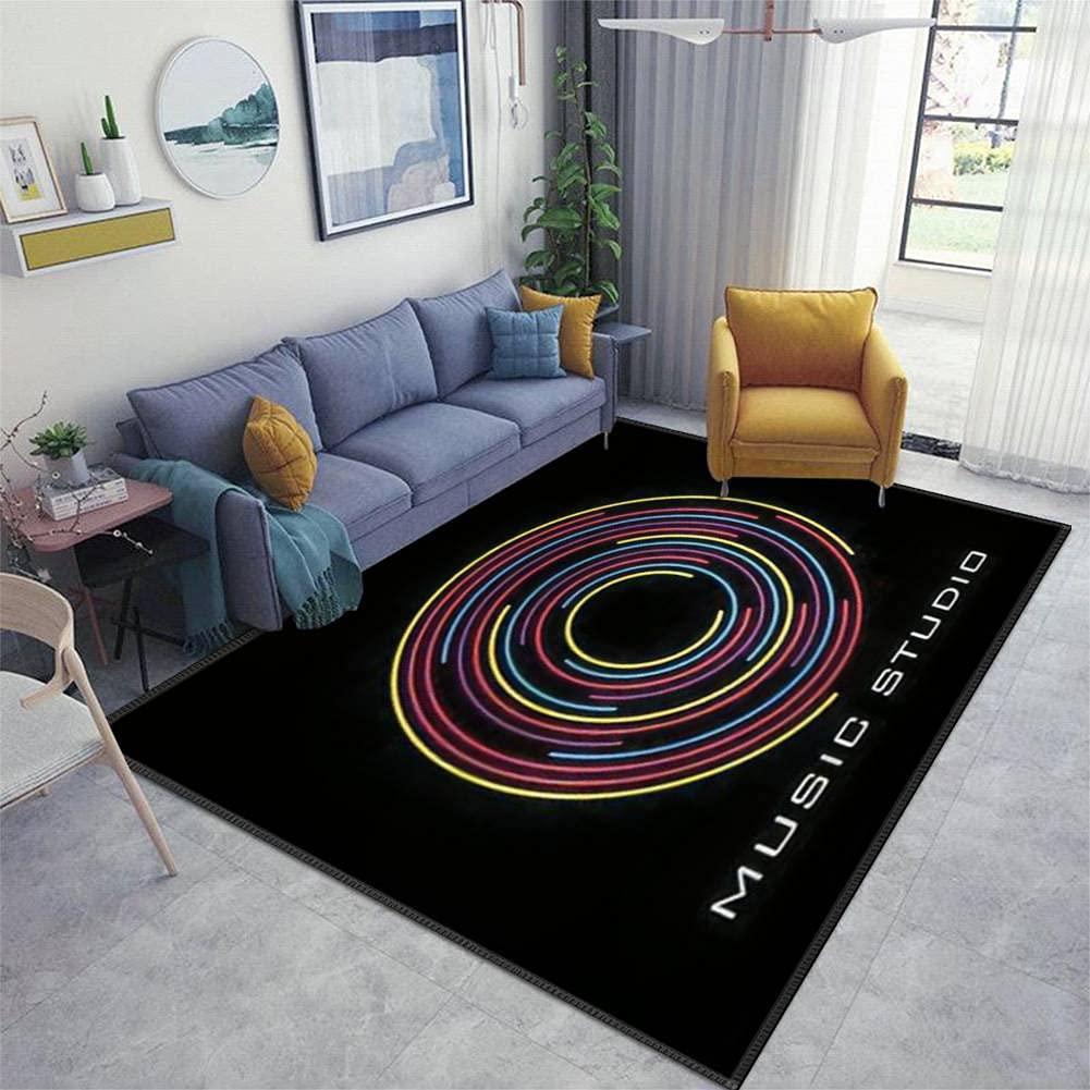 Vinyl Record Music Album Cover Flyer - Non-Slip Soft DJ Rug Floor Mat for Recording Studio, Living Room, Nursery - Indoor/Outdoor Throw Rugs, Door Mat, Yoga Mat Runner - Perfect for Home Decor & Music Enthusiasts