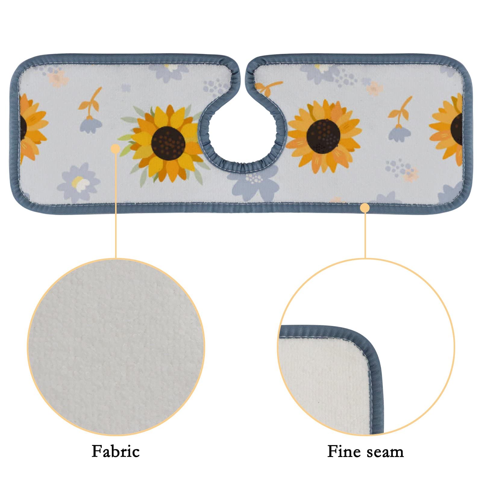 Blue Sunflower Sink Splash Guard - 3 Pack Absorbent Mats for Kitchen & Bathroom - RV & Countertop Use