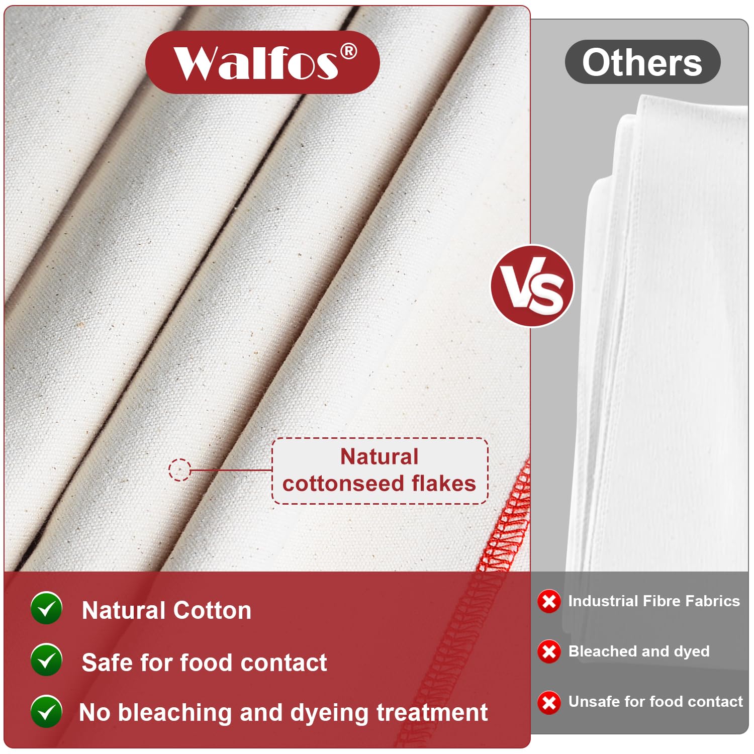 Walfos 2-Pack Cotton Bakers Couche & Proofing Cloth (29