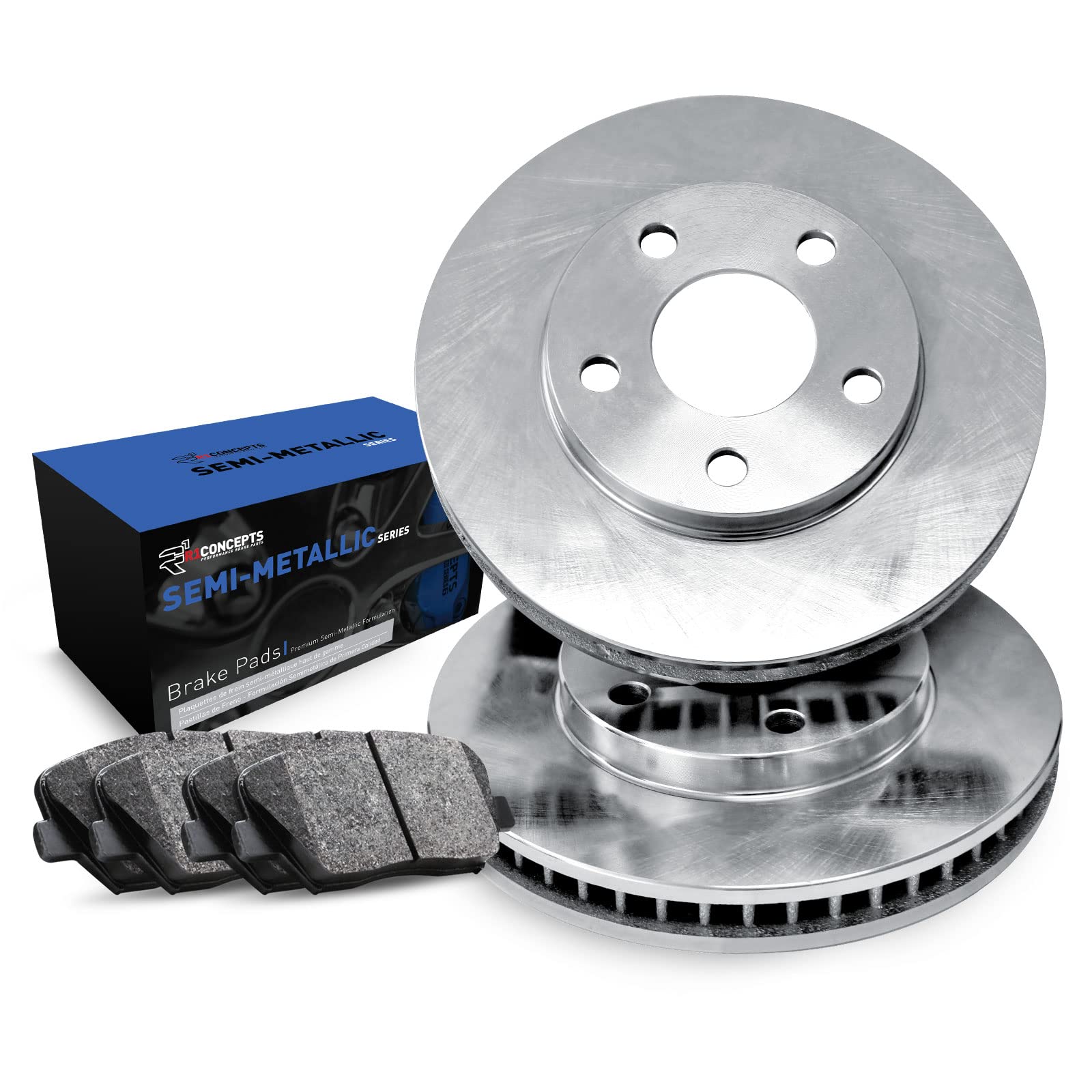 R1 Concepts Premium Front Brake Pads and Rotors Kit - Semi-Metallic Brake System for Cars & Trucks | FEB.62051.03 | Smooth Stopping Power for Daily Commute & Highway Driving