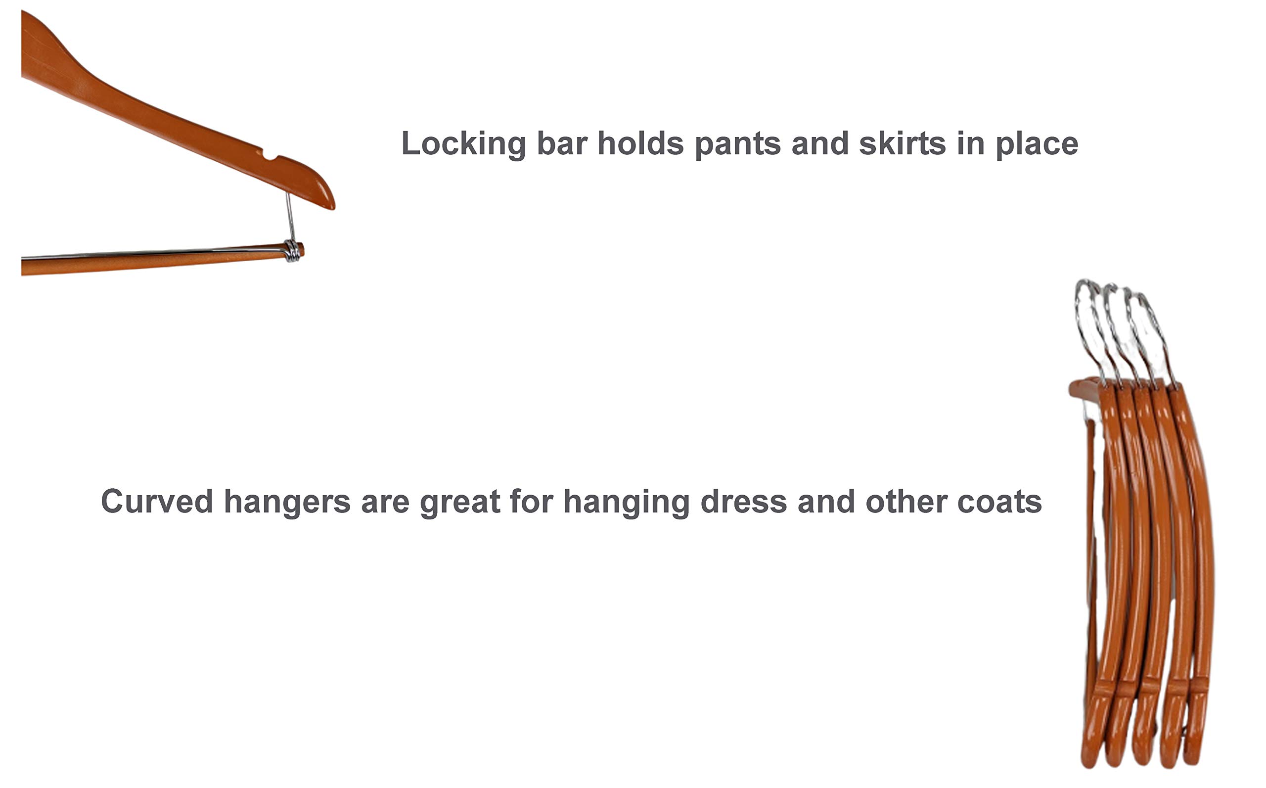 Premium Cherry Finish Wooden Suit Hangers with Locking Bar - Set of 50 - Heavy Duty Clothes Hangers for Suits, Jackets & Coats - Ideal for Closet Organization, Retail Stores & Dry Cleaning Businesses