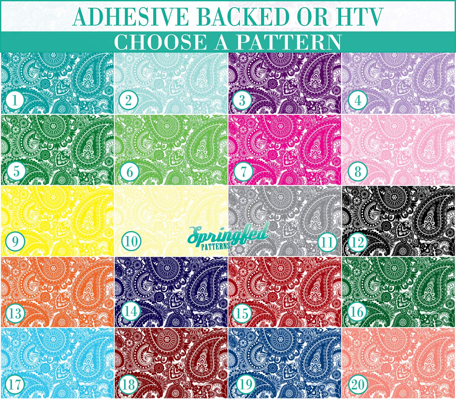 PAISLEY PATTERN #1 Heat Transfer & Adhesive Vinyl - Choose Material & Colors for DIY Crafts, T-Shirts, Decals & Home Decor