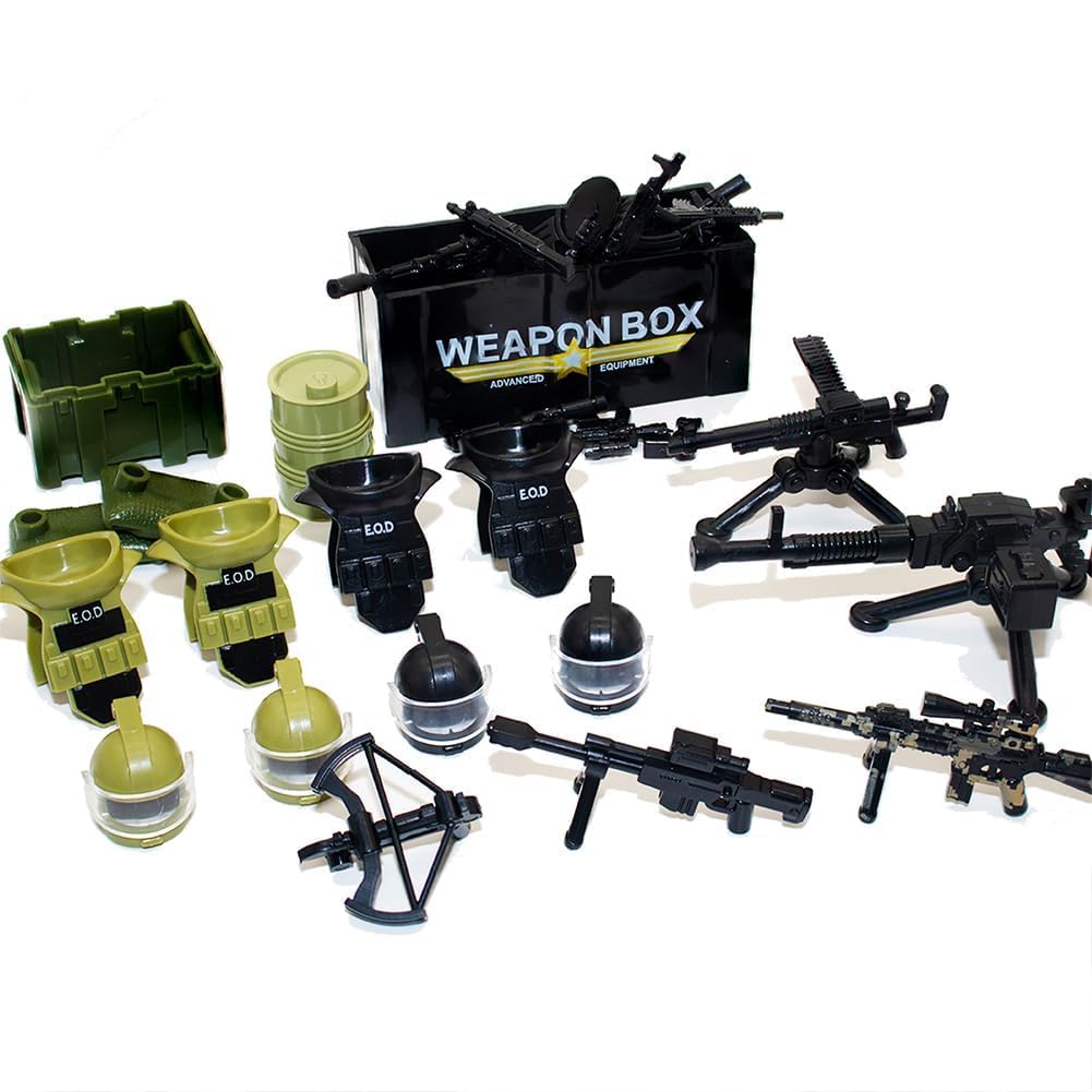 200+ Pcs Military Weapon Building Block Toy Set - SWAT Team & Army Soldier Gear Accessories Kit - Compatible with Major Mini Figures - Perfect for Battle Scenes, Role Play & Collectors