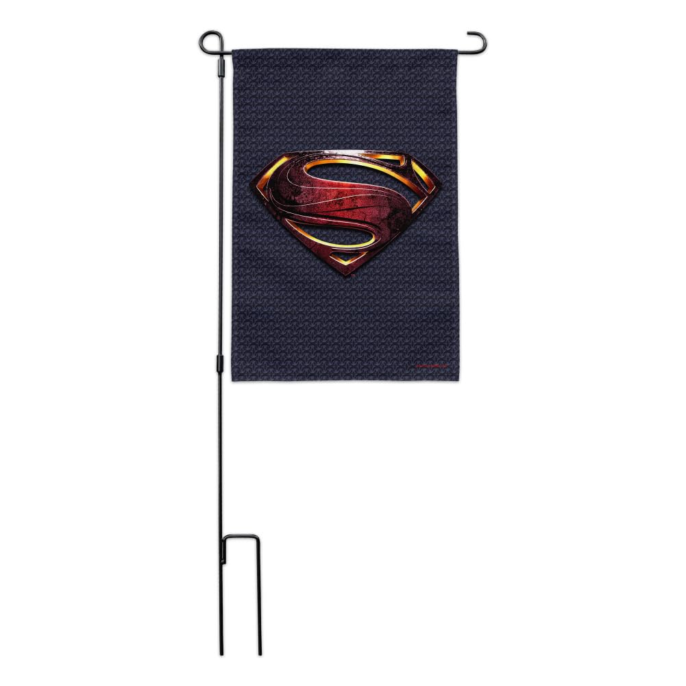 Justice League Superman Logo Garden Flag - DC Comics Superhero Outdoor Decoration for Yard, Lawn, and Patio - Perfect for Comic Fans and Home Decor