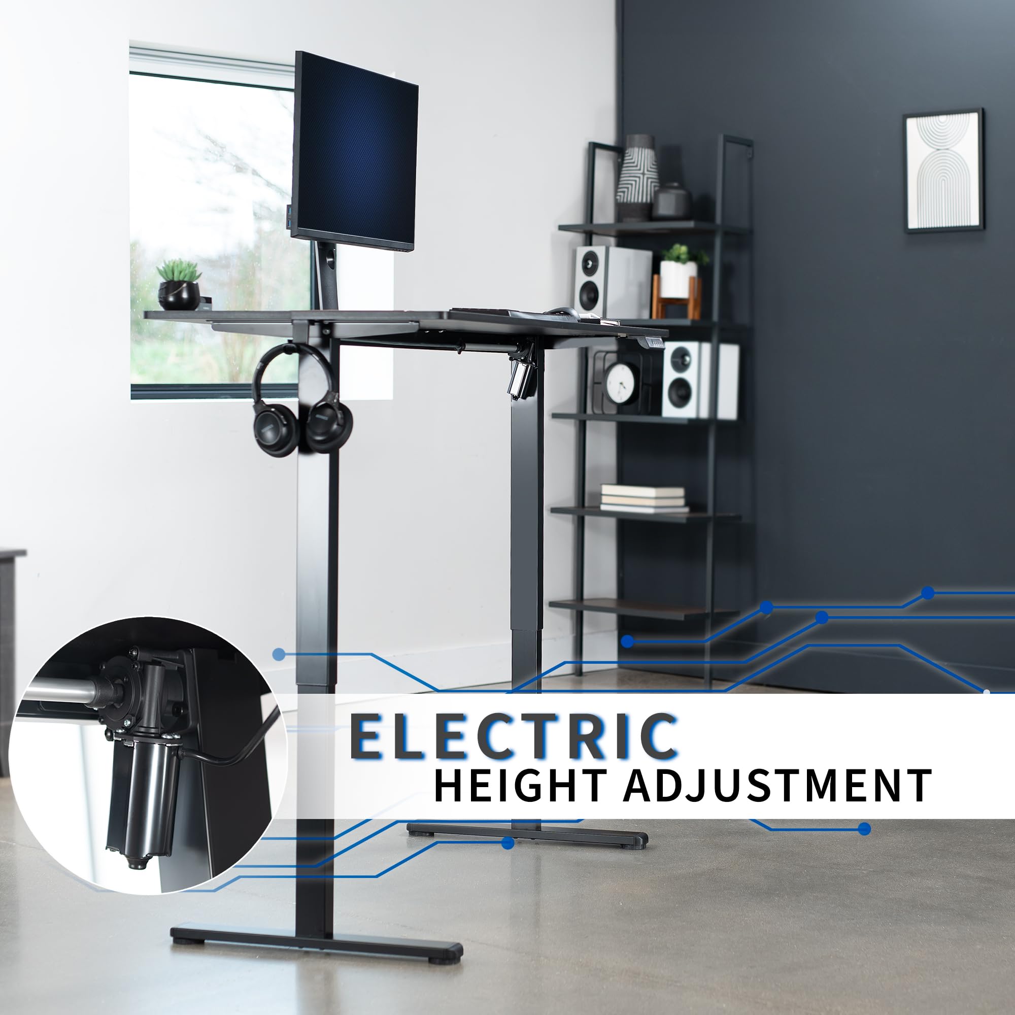VIVO Electric Height Adjustable Standing Desk 55 x 24 Inches, Memory Controller, Black Top Black Frame (DESK-E155TB) - Perfect for Home Office, Gaming Setup & Workspace Ergonomics