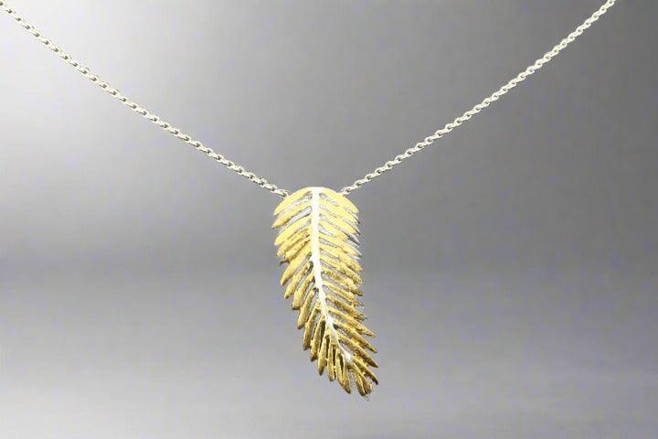 Elegant Gold & Silver Fern Leaf Pendant Necklace for Women - Nature-Inspired Jewelry for Everyday Wear & Special Occasions